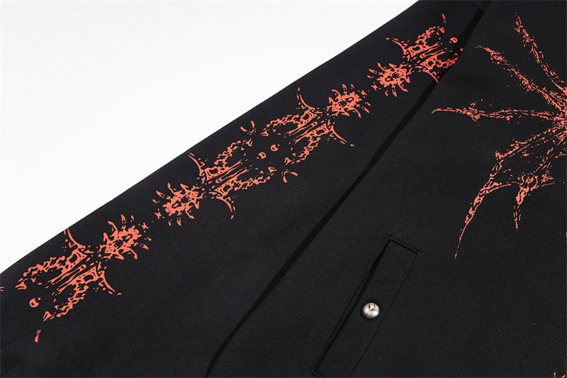 Omirad Gothic Dragon Graphic Zip-Up Hoodie