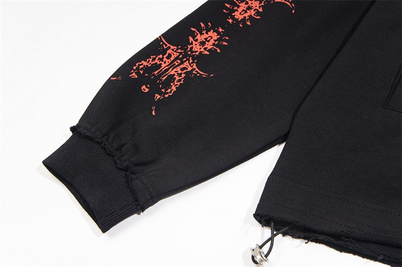 Omirad Gothic Dragon Graphic Zip-Up Hoodie