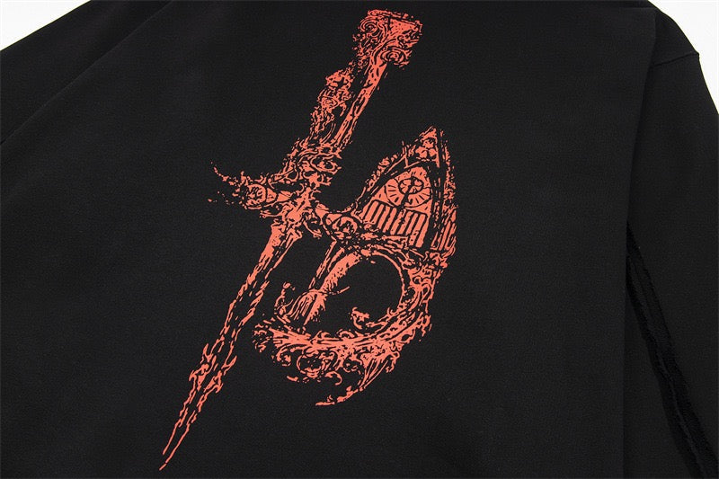 Omirad Gothic Dragon Graphic Zip-Up Hoodie