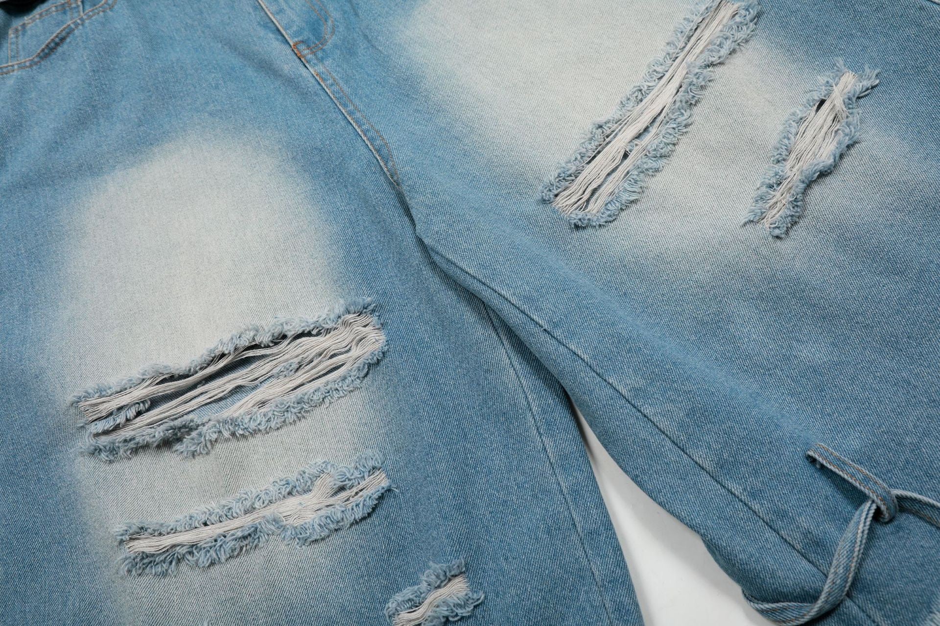 Omirad Distressed Belted Denim Jorts