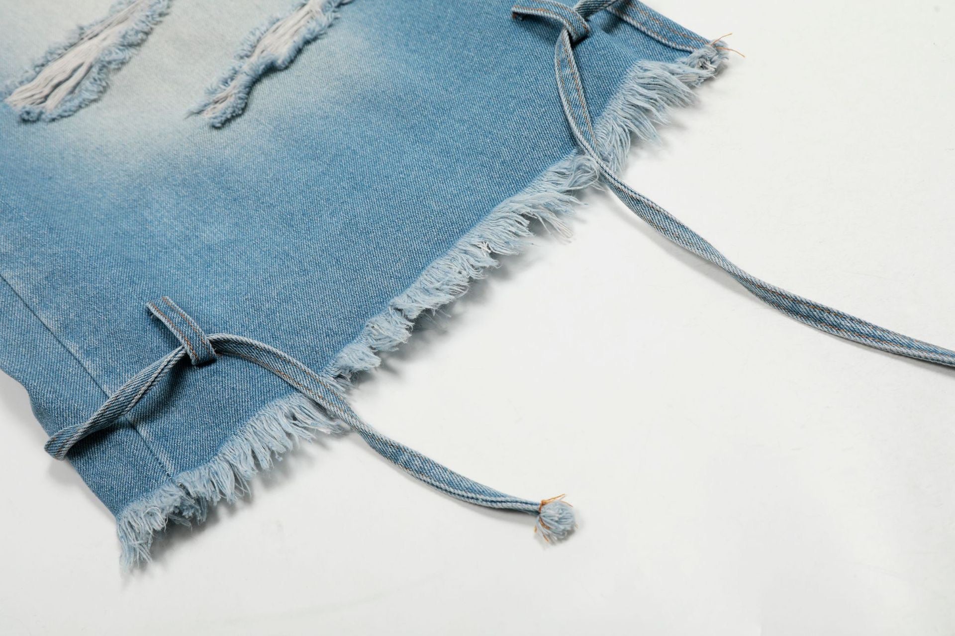 Omirad Distressed Belted Denim Jorts