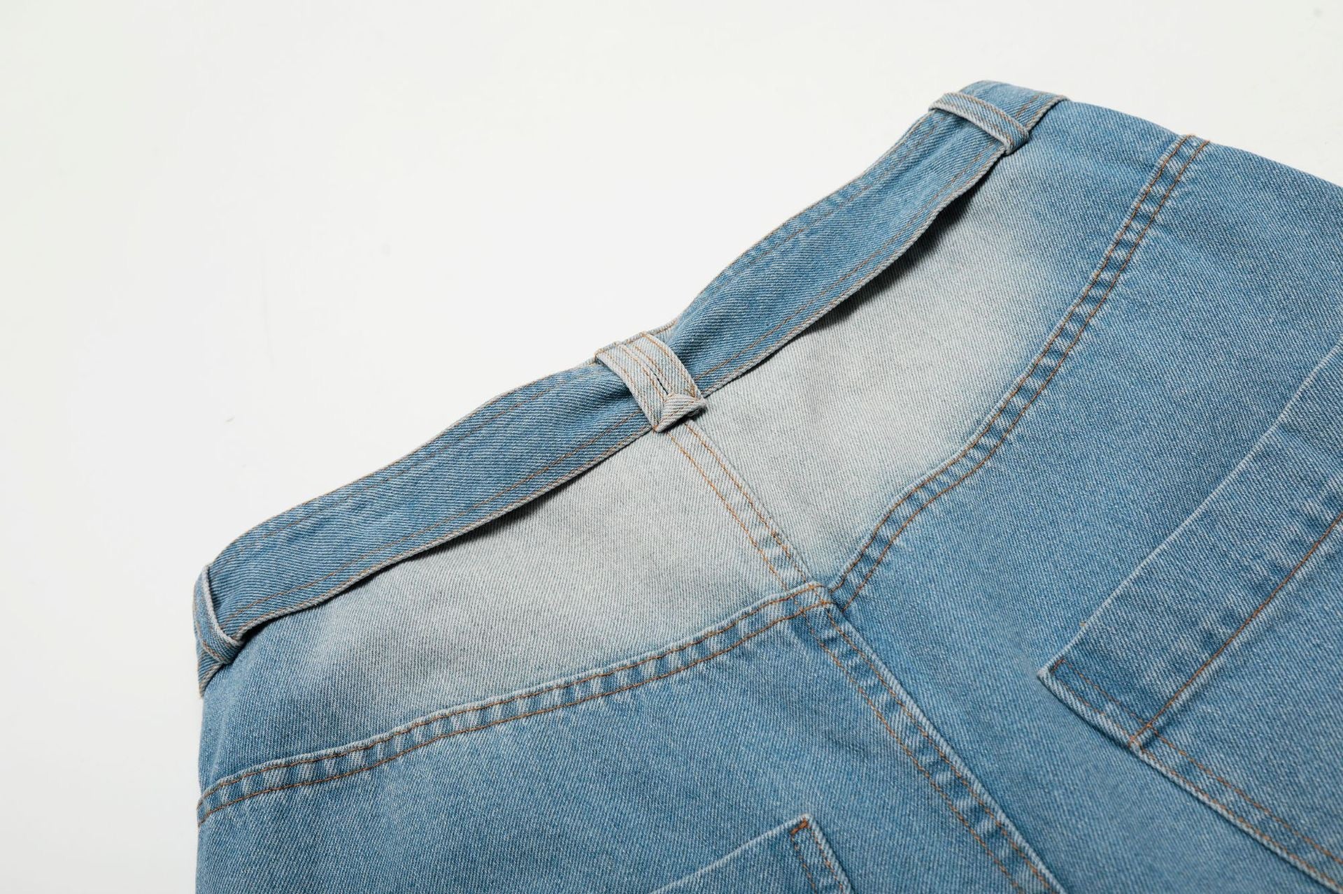 Omirad Distressed Belted Denim Jorts