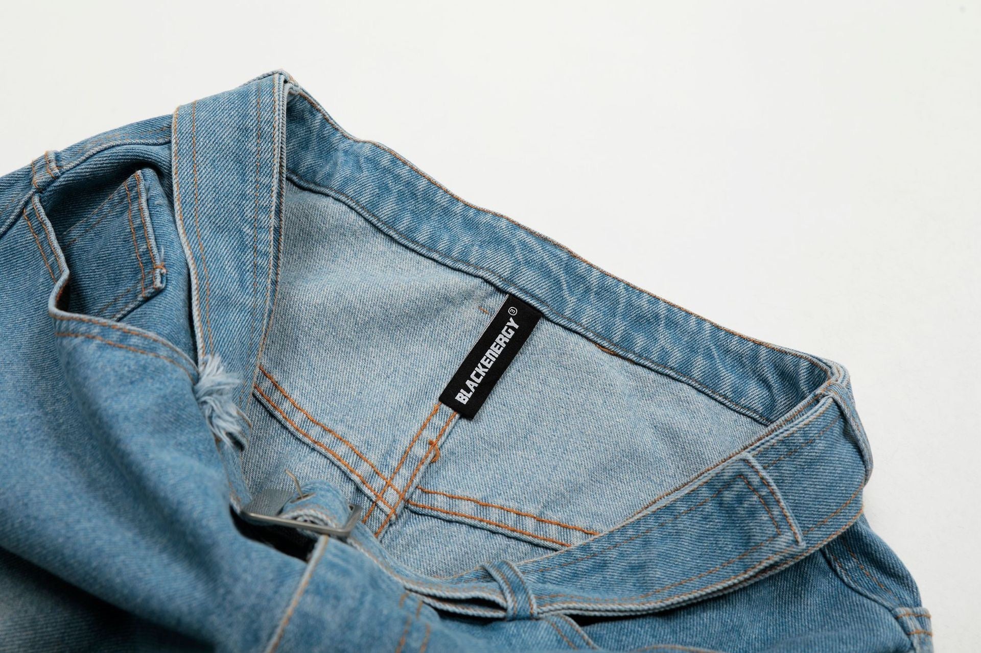 Omirad Distressed Belted Denim Jorts