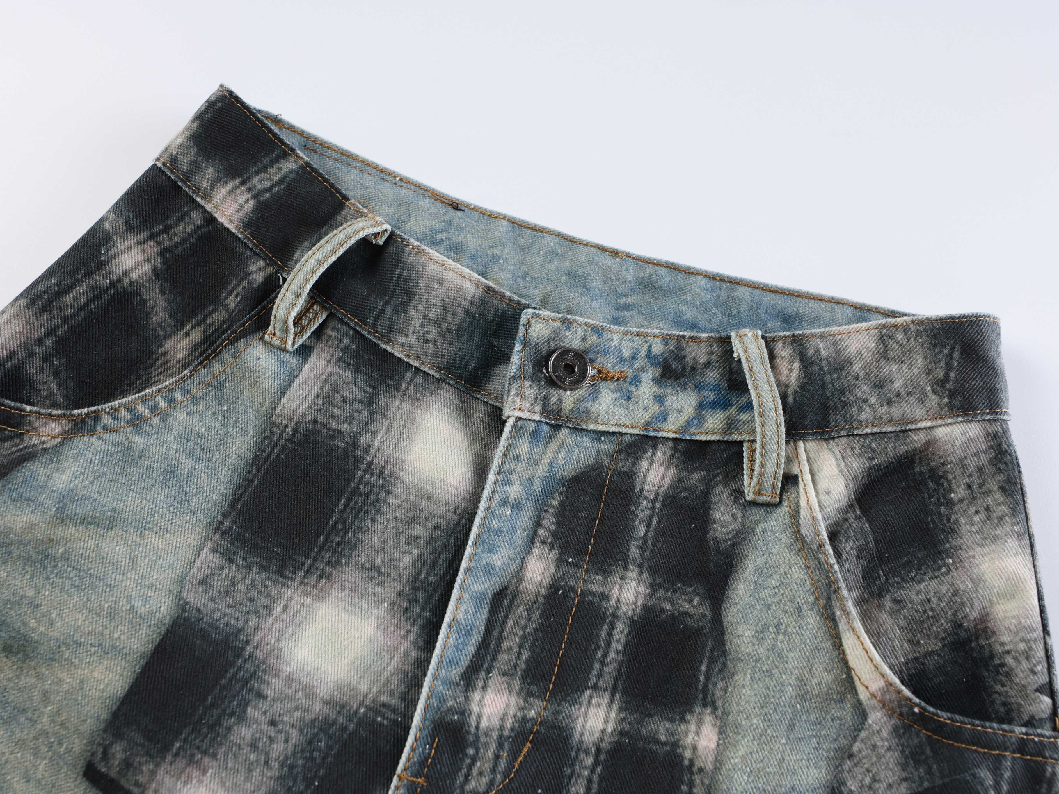 Omirad “Layered Flannel Patchwork Balloon Jeans”
