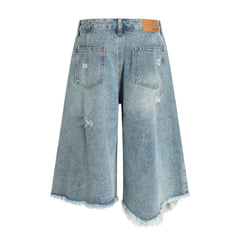 Omirad Destroyed Fringe Denim Shorts