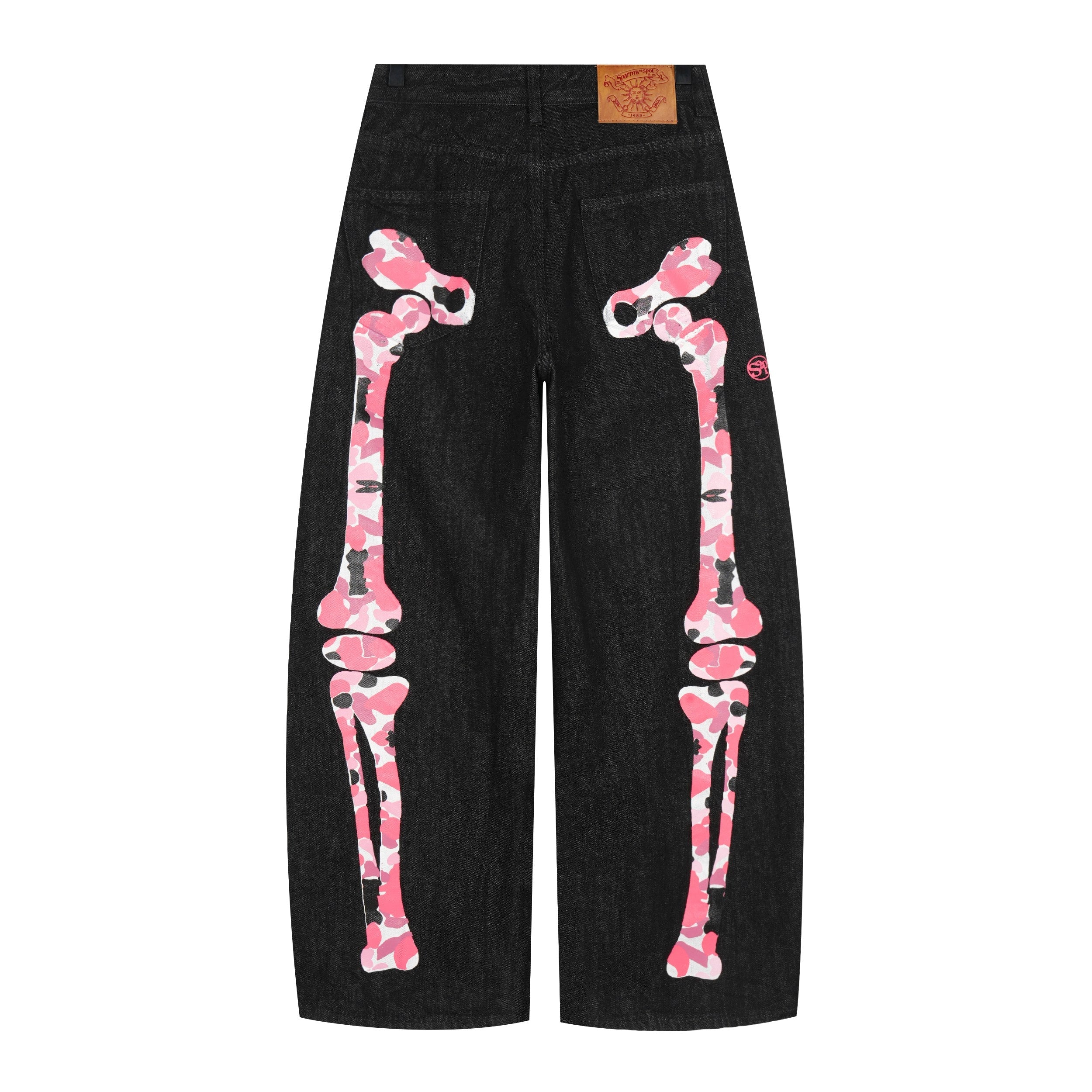 Omirad Skeleton Graphic Wide-Leg Denim Pants
