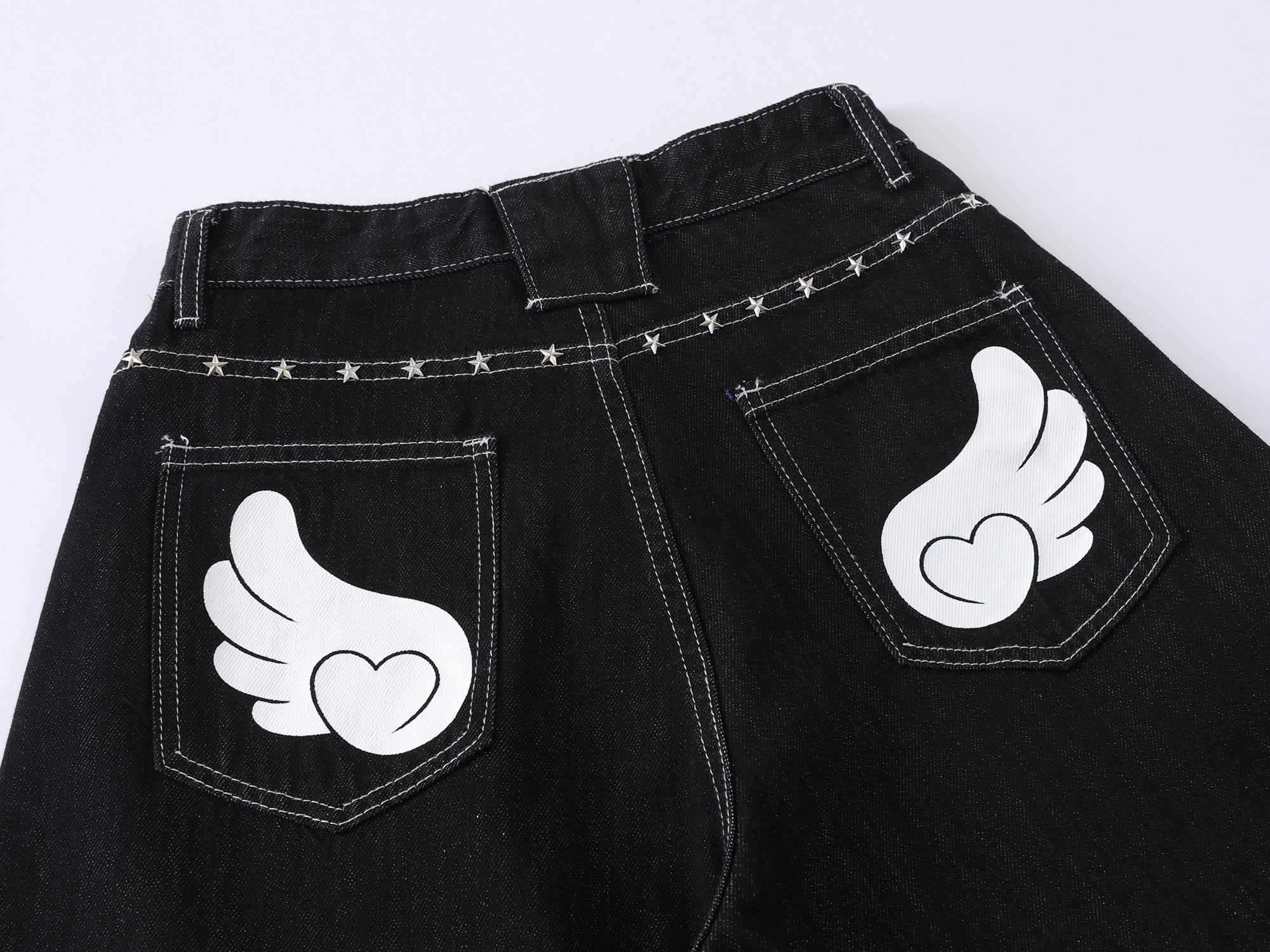 Omirad “Angel Wing Wide-Leg Denim Jeans”