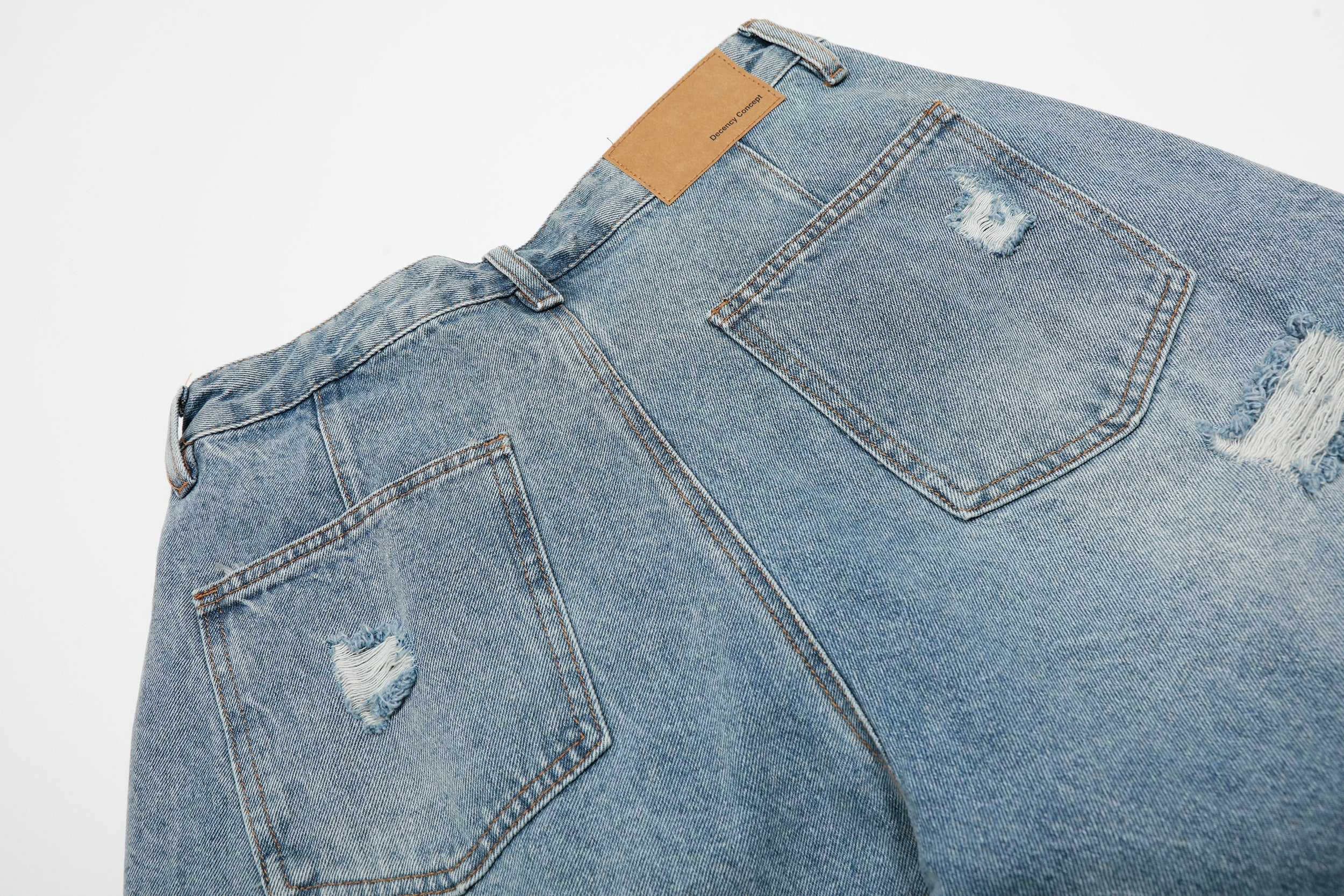 Omirad Destroyed Fringe Denim Shorts