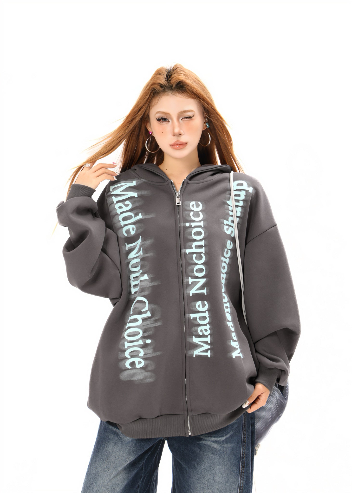 Omirad Gradient Letter Zip Hoodie