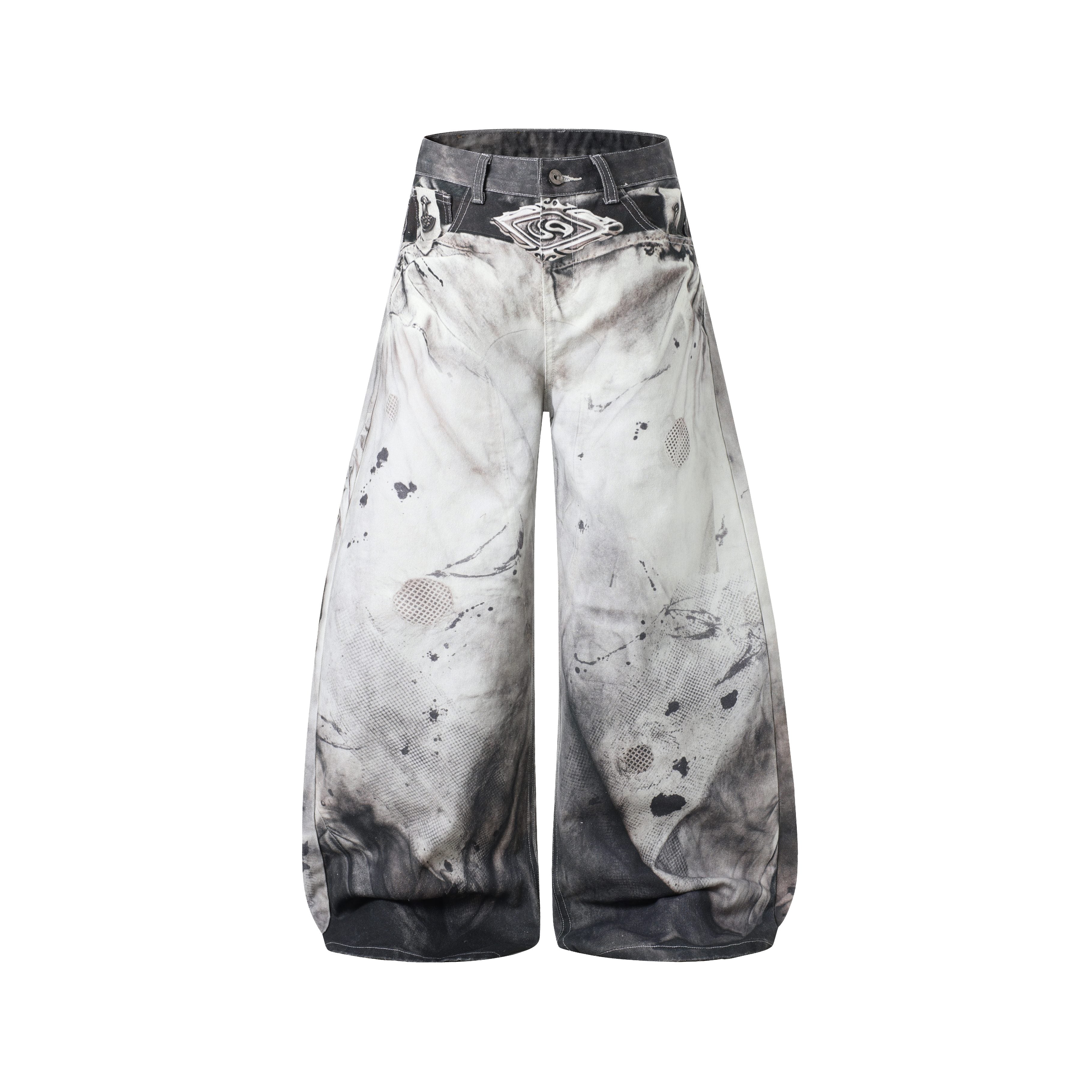 Omirad Abstract Wash Wide-Leg Jeans