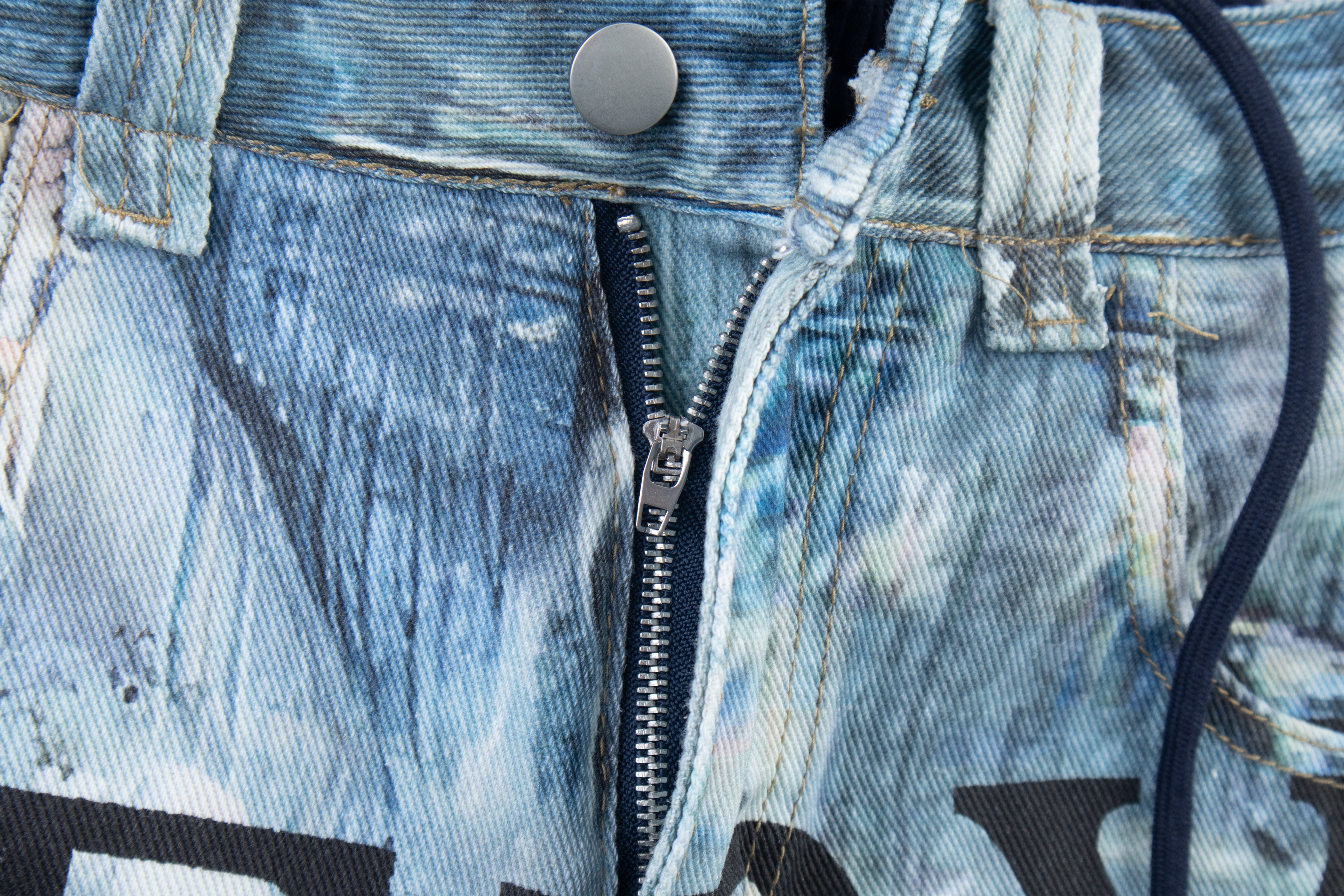 Omirad Layered Waist Graphic Denim Pants