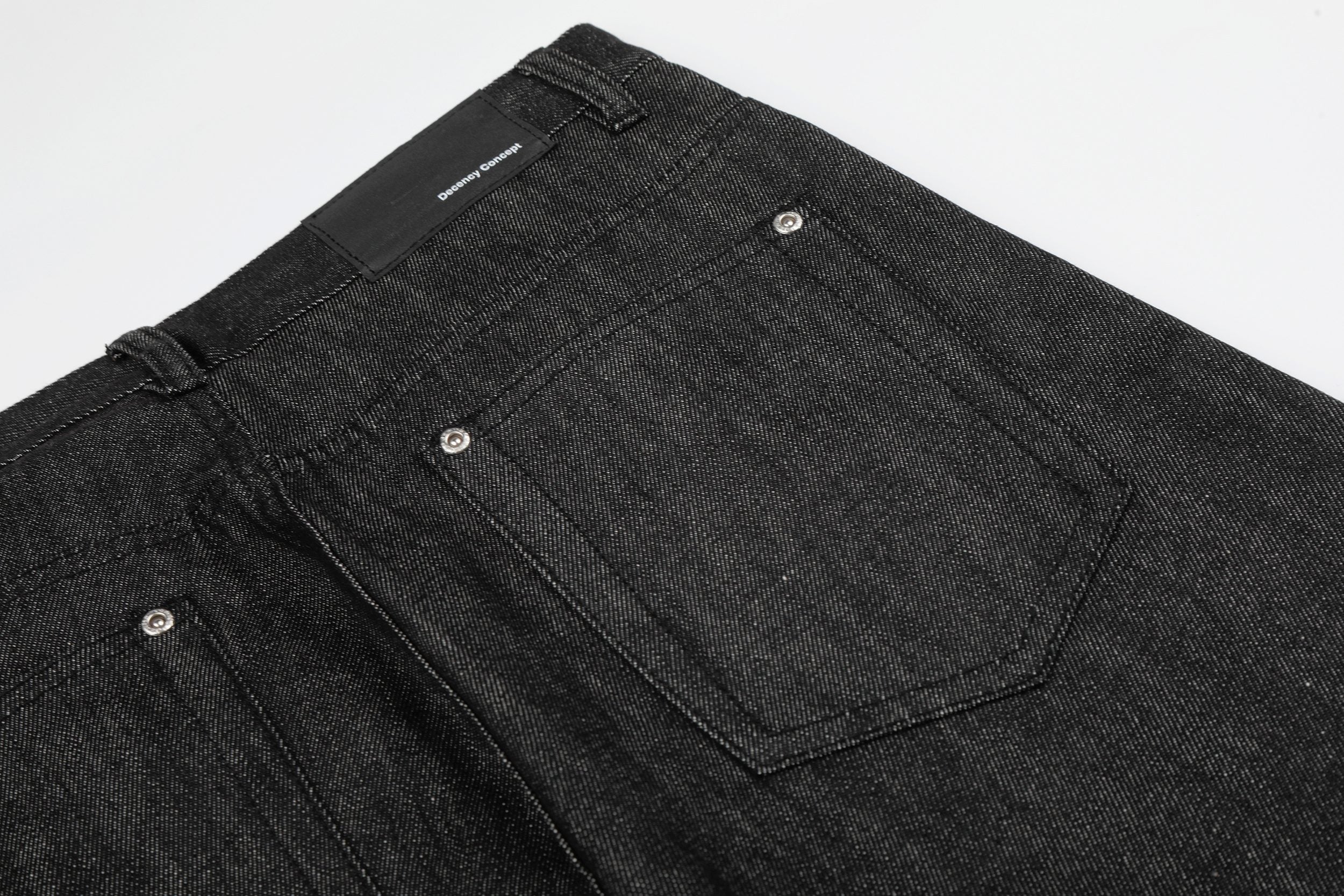 Omirad “Black Raw Button Denim Jeans”