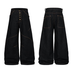 Omirad Curved Panel Wide Leg Denim Pants