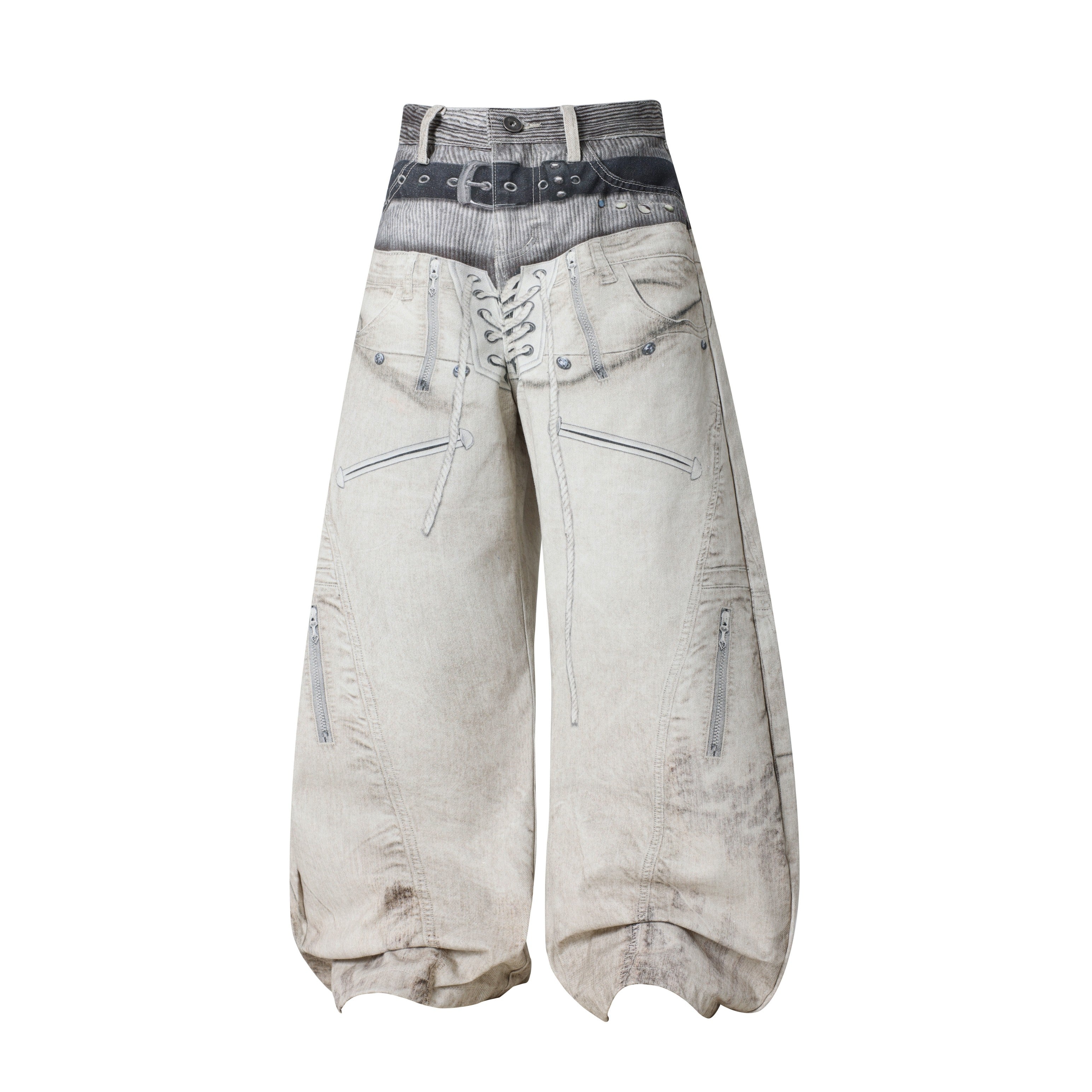 Omirad “Layered Belt Utility Balloon Jeans”