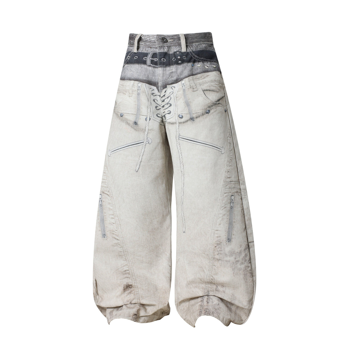 Omirad “Layered Belt Utility Balloon Jeans”
