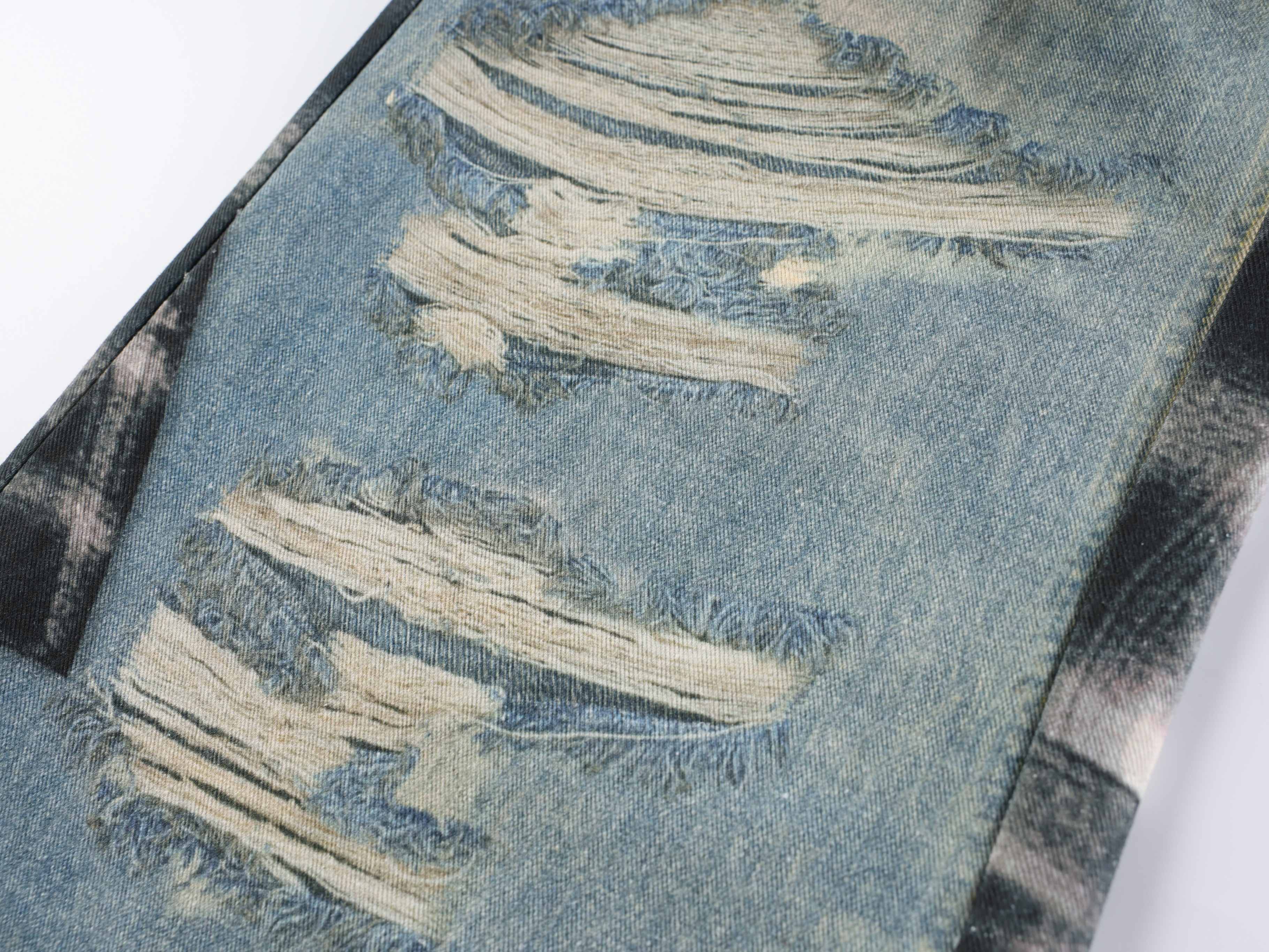Omirad “Layered Flannel Patchwork Balloon Jeans”