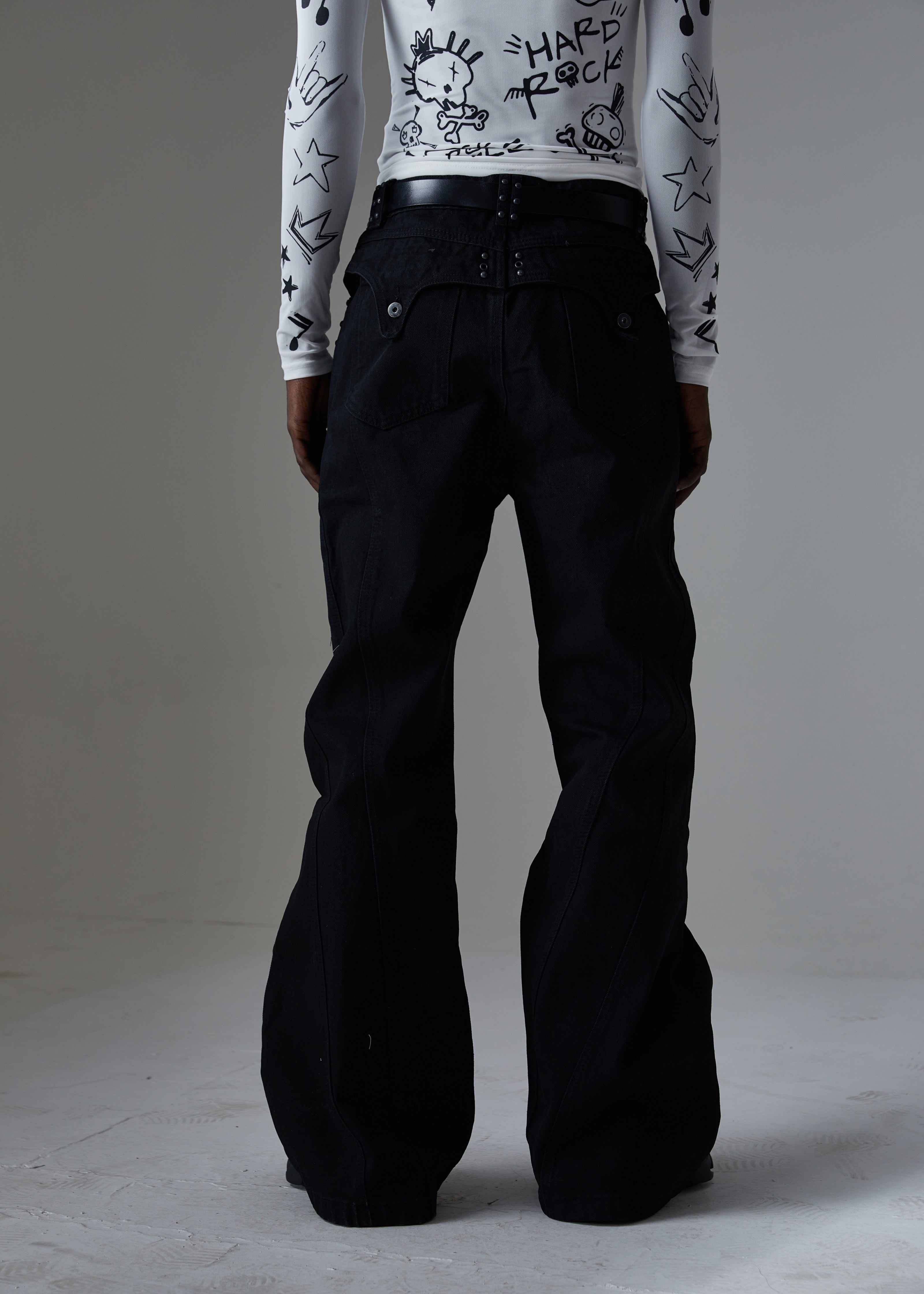 Omirad Studded Panel Wide-Leg Jeans