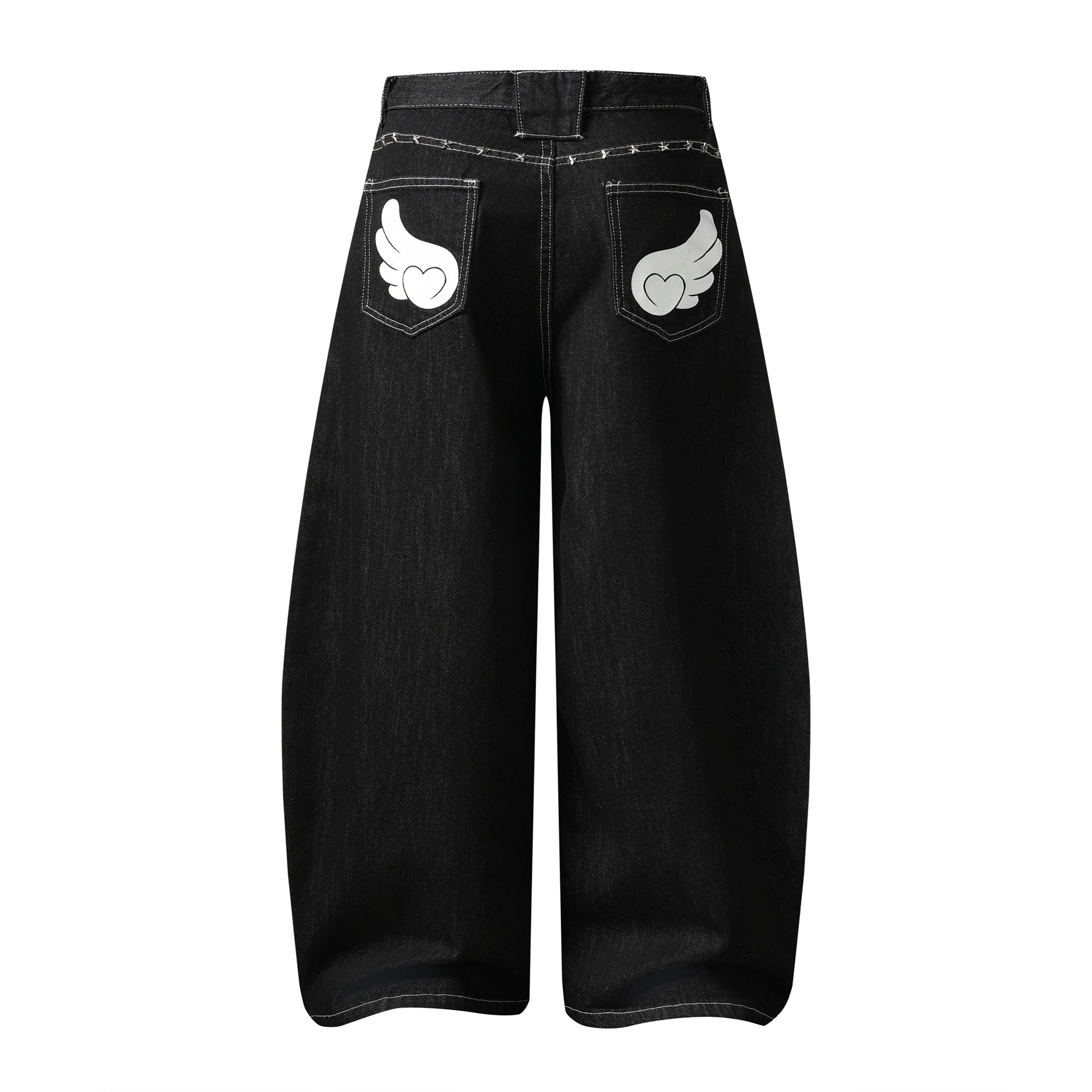 Omirad “Angel Wing Wide-Leg Denim Jeans”