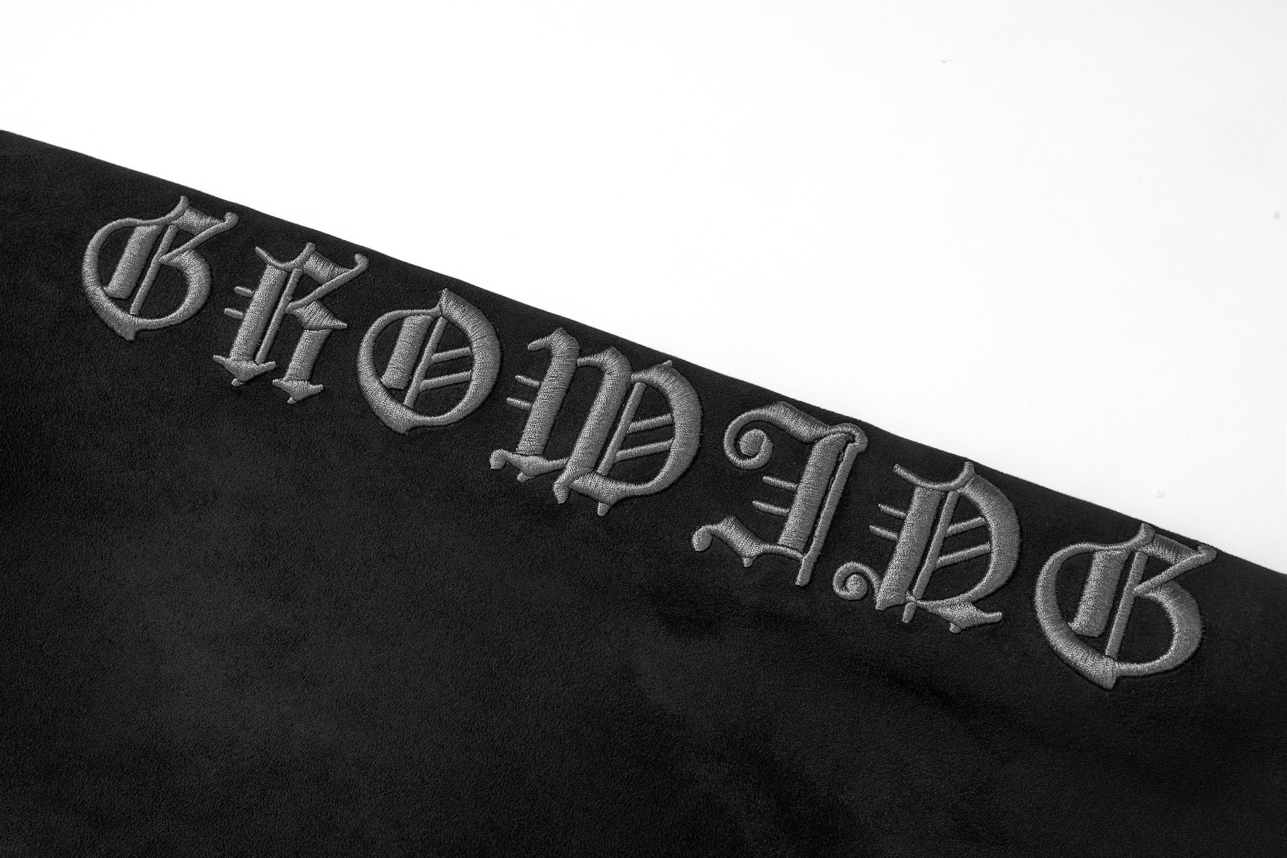 Omirad Gothic Embroidered Suede Zip Hoodie