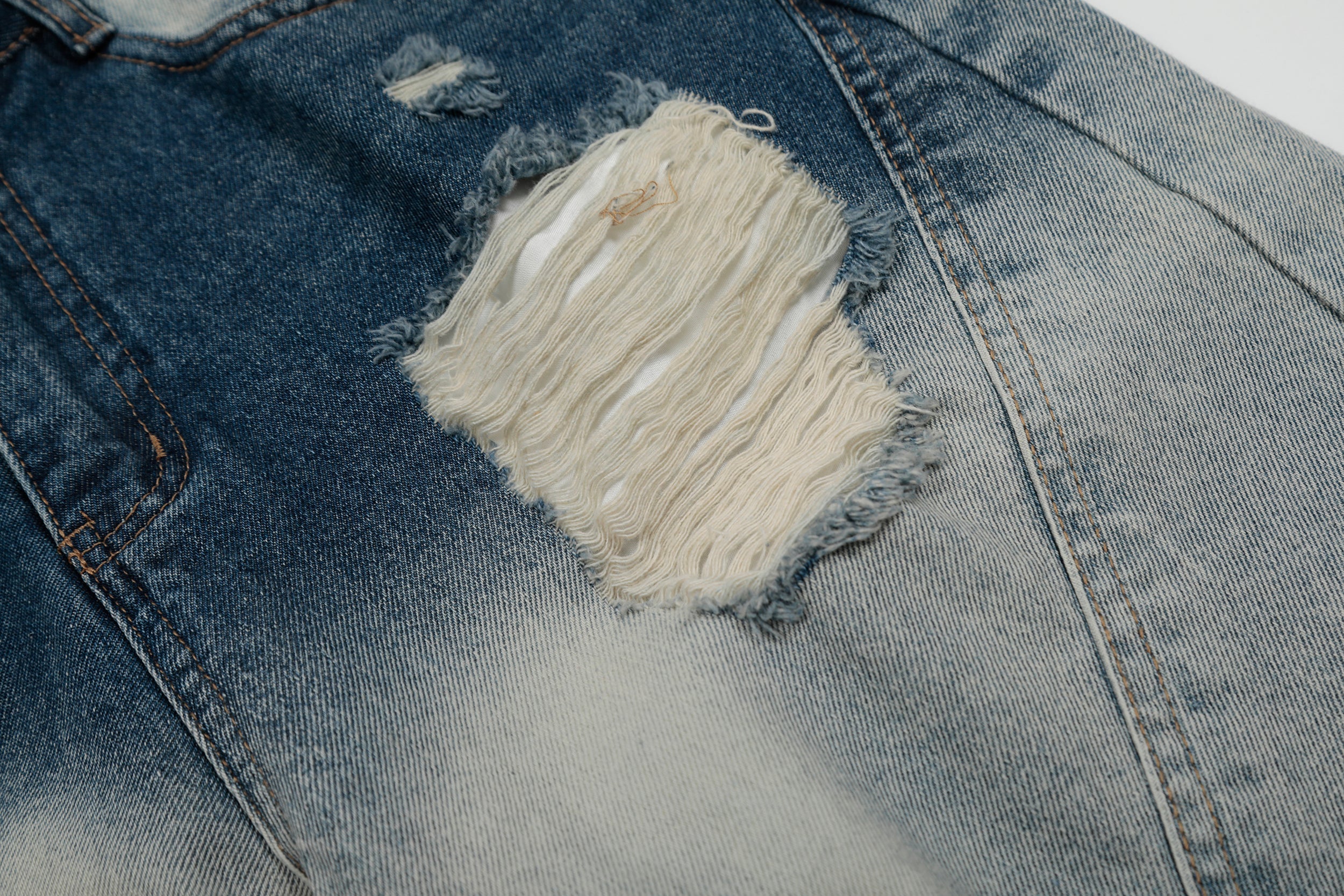 Omirad Bleached-Distress Denim Shorts