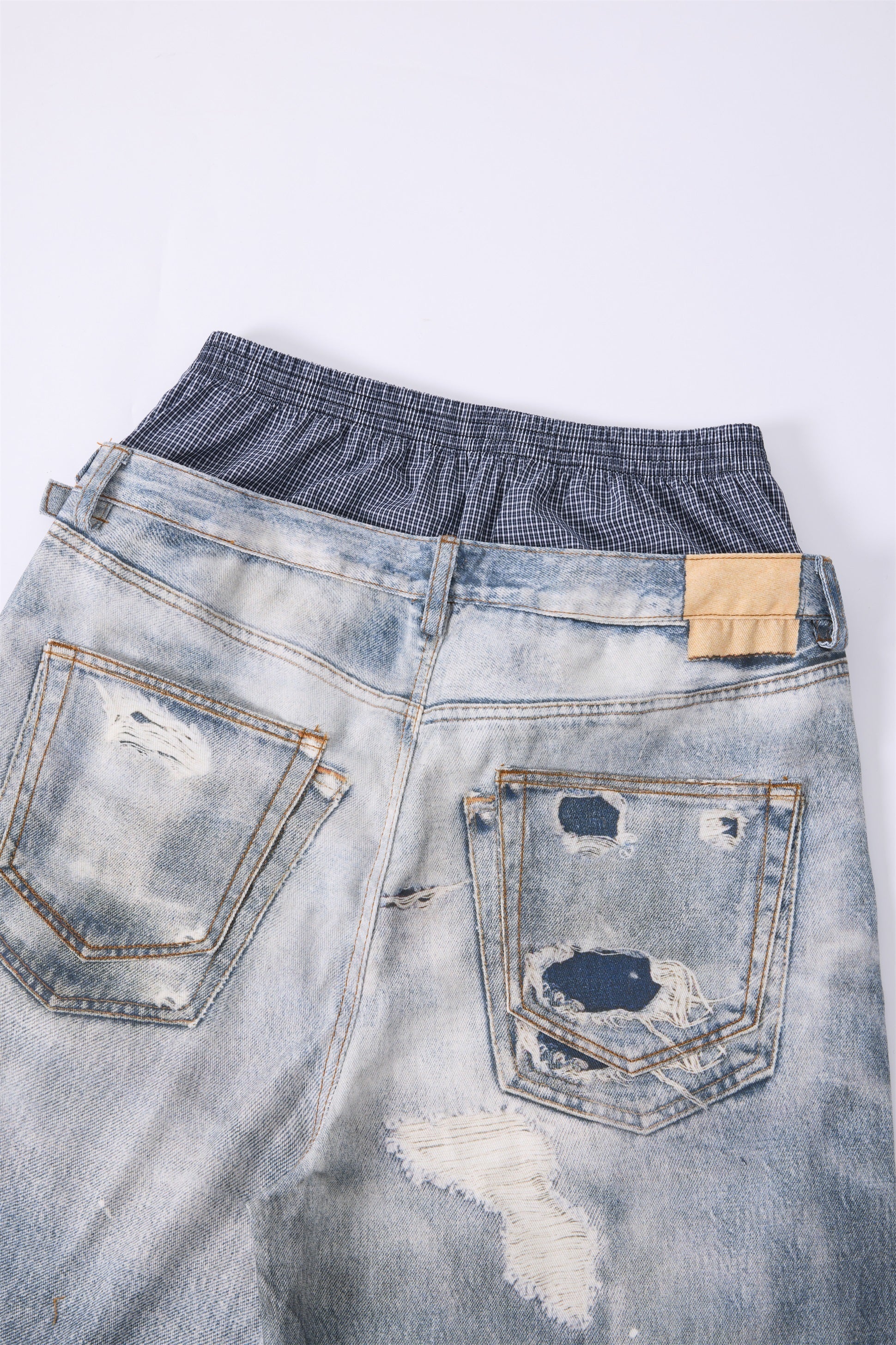 Omirad Layered Waist Distressed Jeans