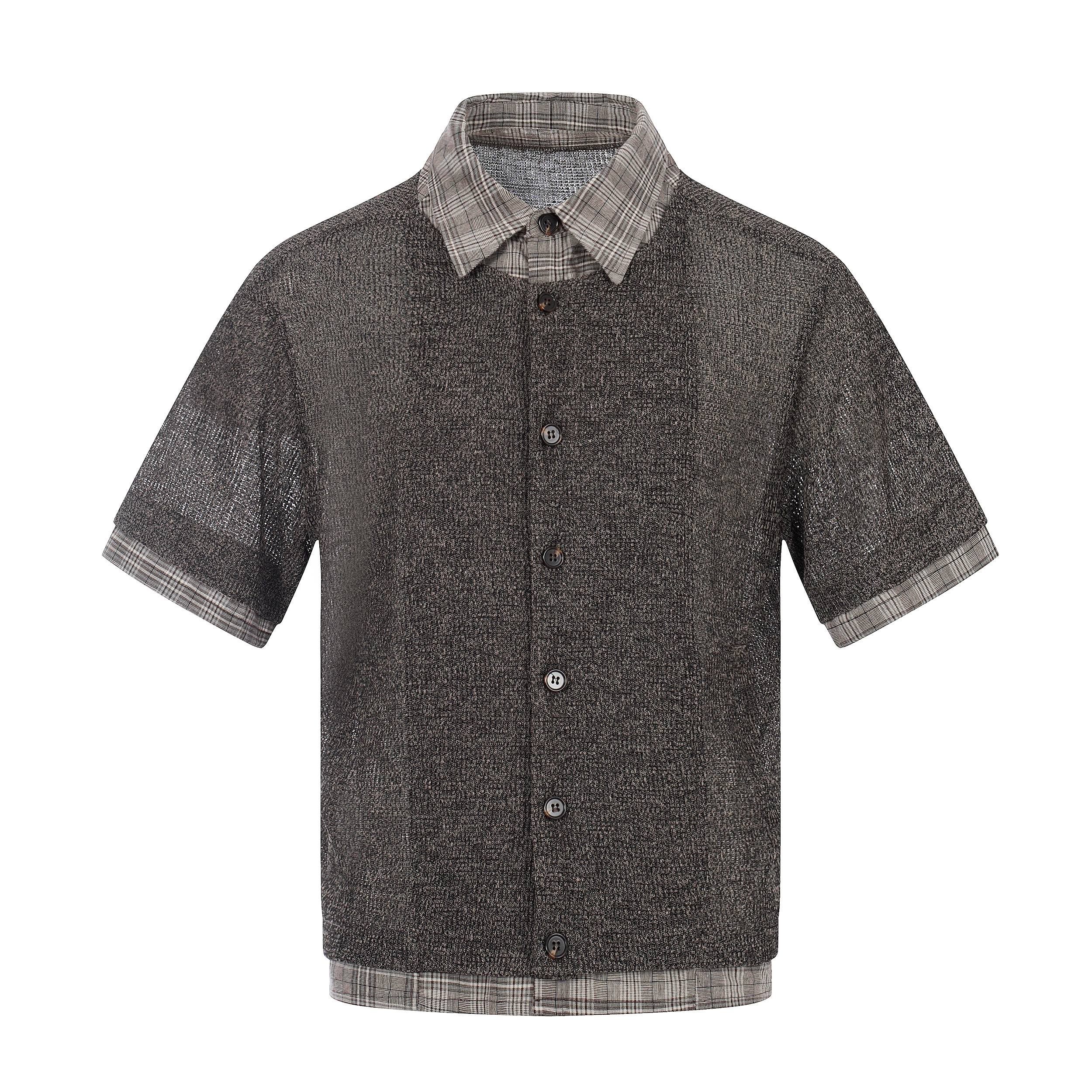 Omirad “Layered Knit Check Shirt”
