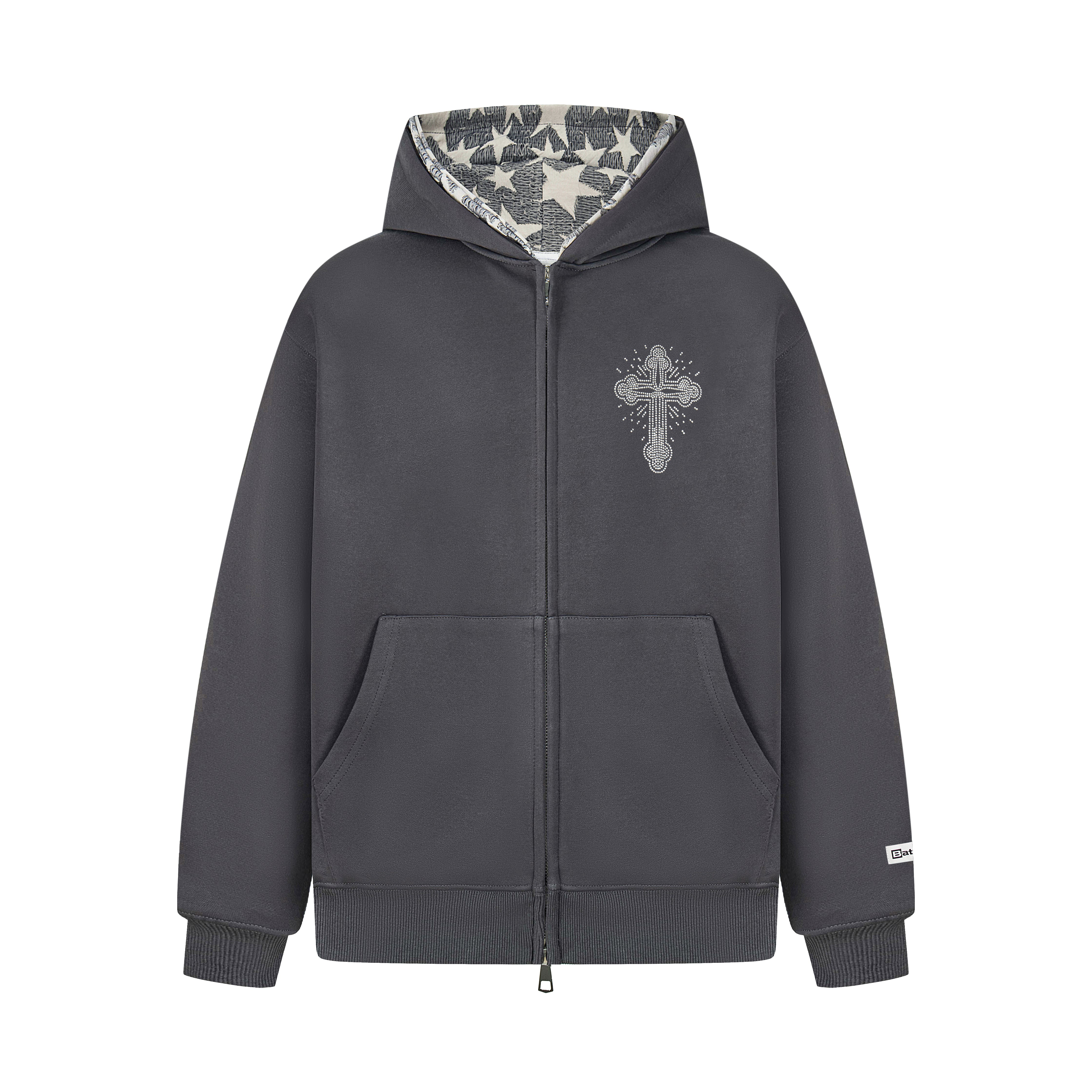 Omirad Rhinestone Cross Zip Hoodie