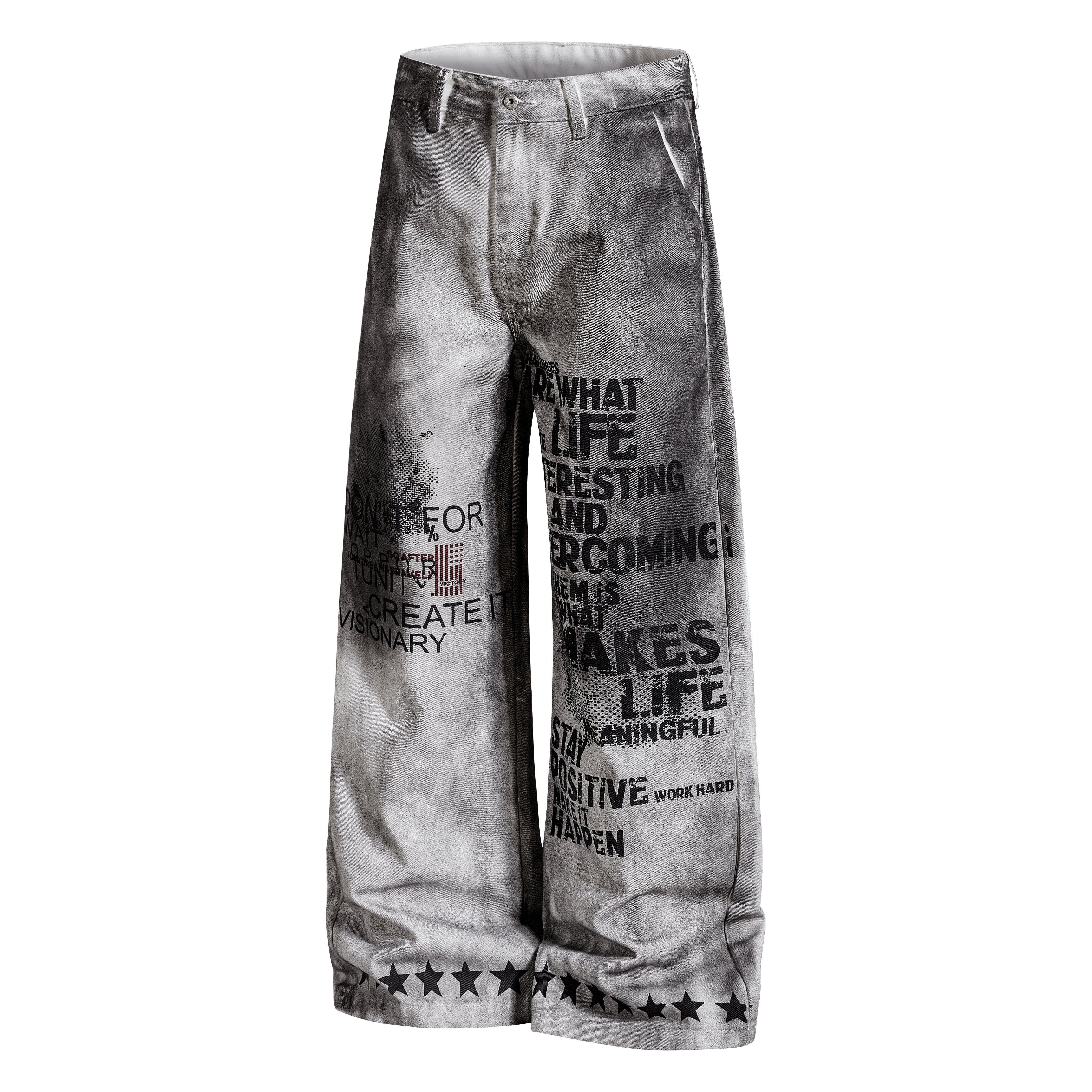 Omirad Graphic Washed Wide-Leg Pants