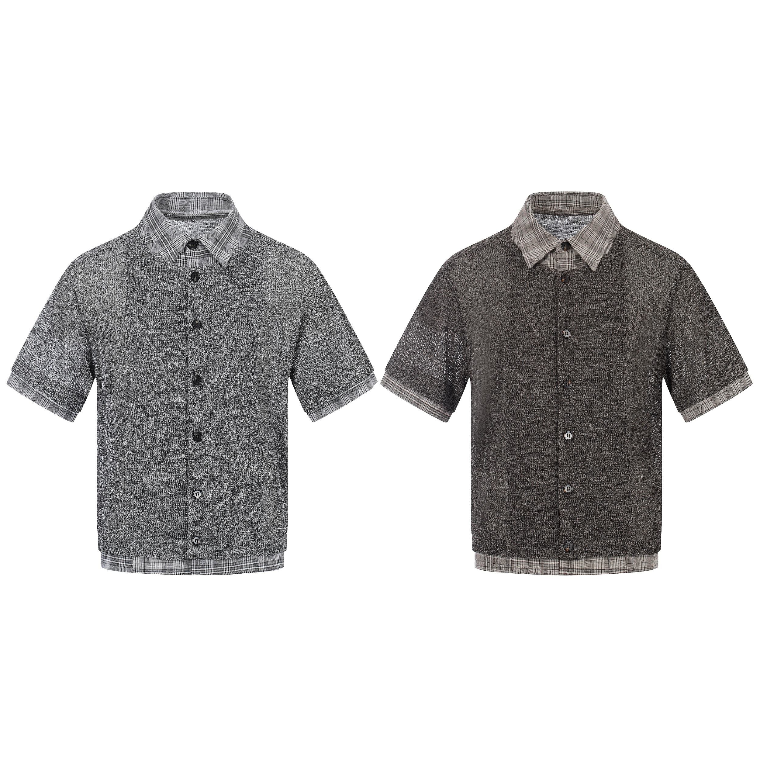 Omirad “Layered Knit Check Shirt”