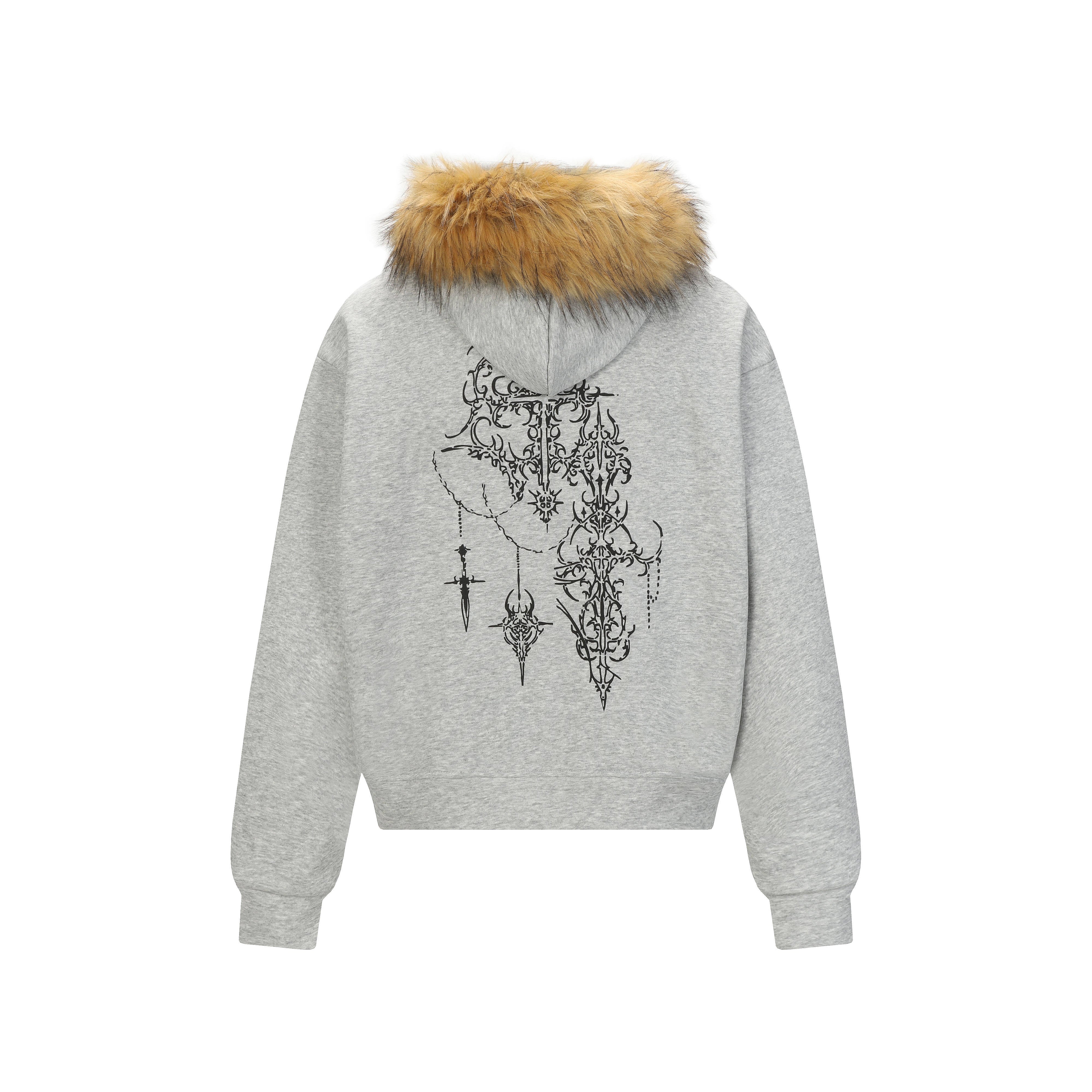 Omirad Gothic Fur Hood Zip Hoodie
