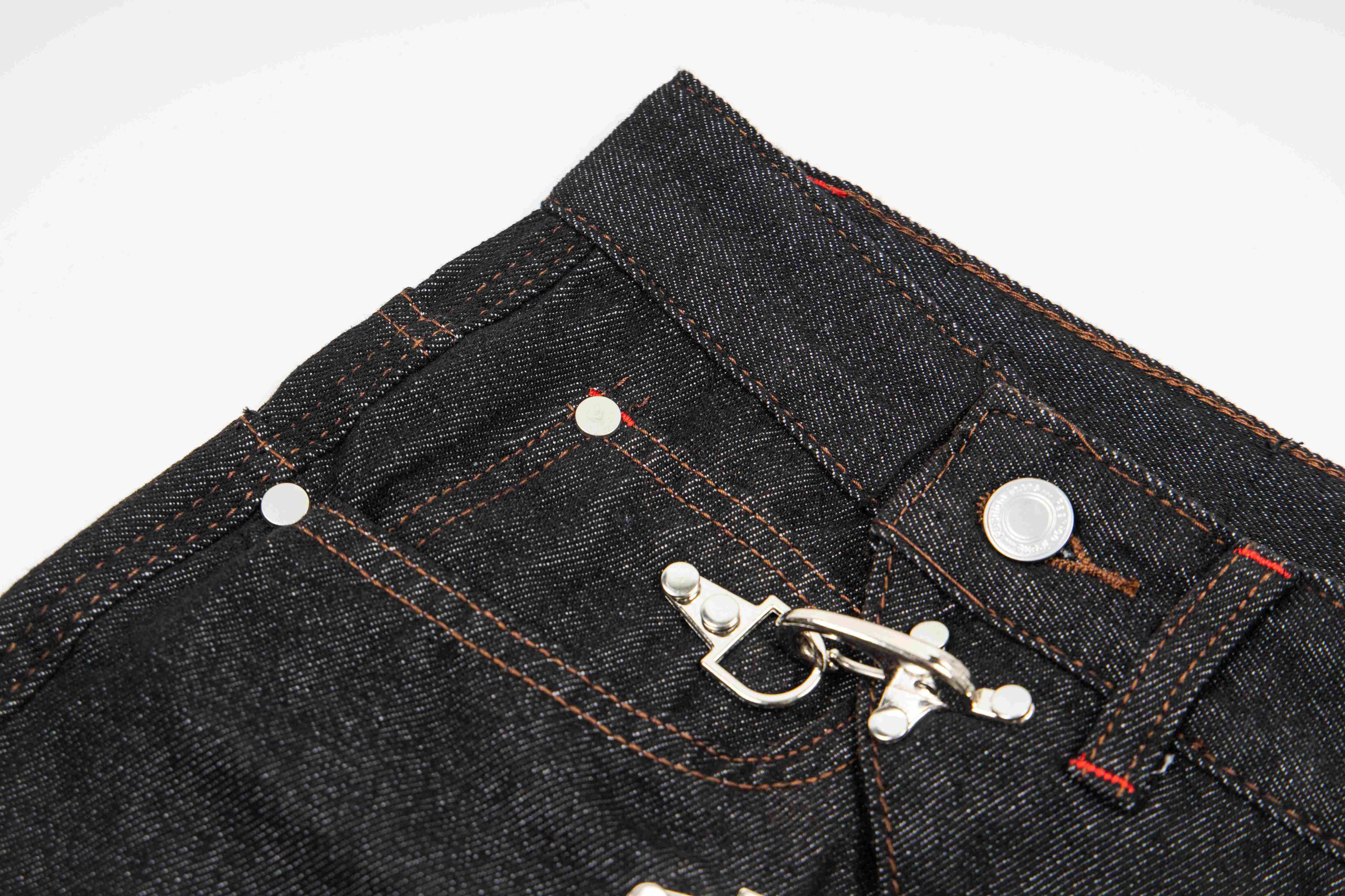 Omirad Hook Closure Wide-Leg Denim Pants