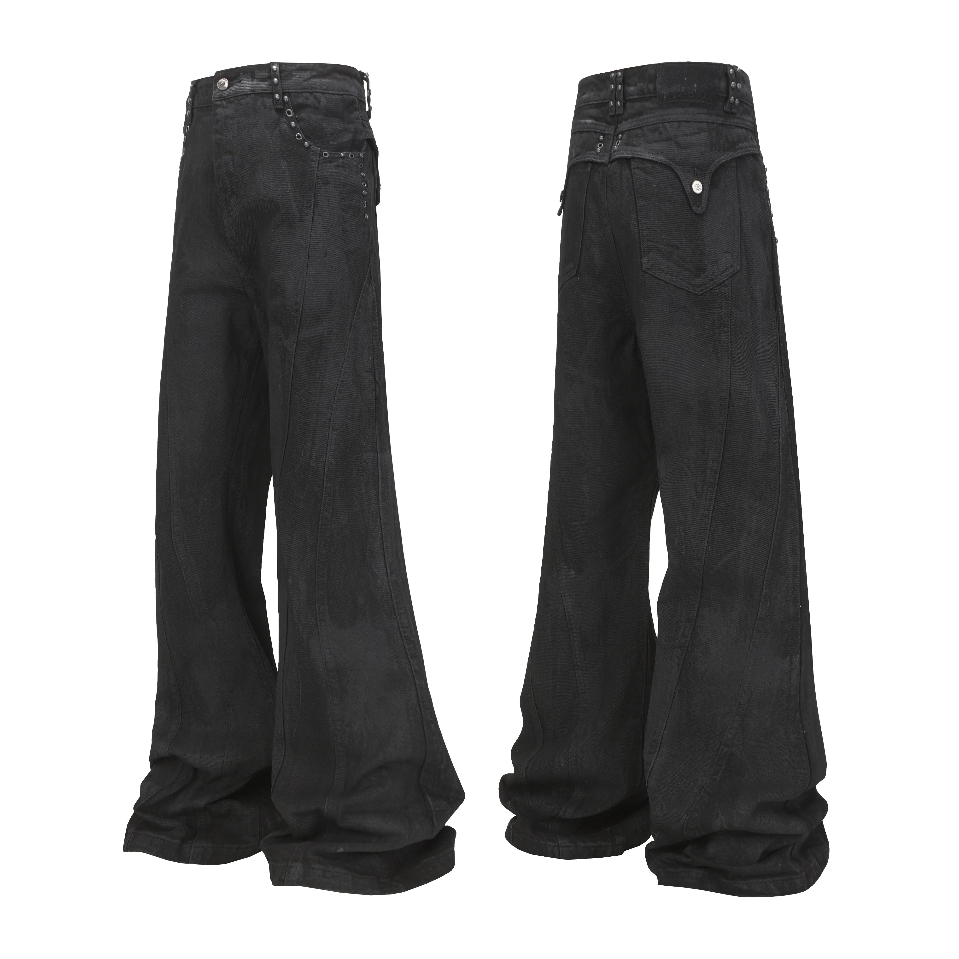 Omirad Studded Panel Wide-Leg Jeans