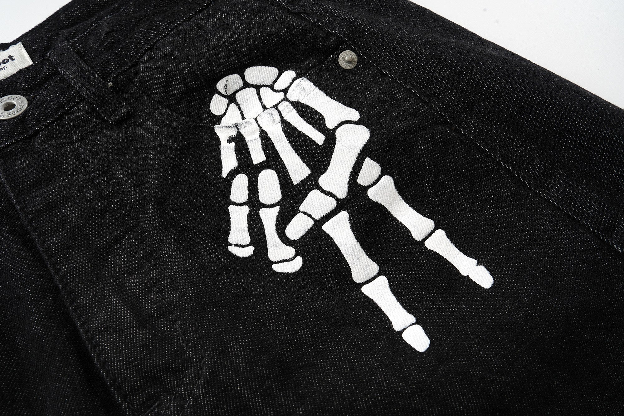 Omirad Skeleton Graphic Wide-Leg Denim Pants