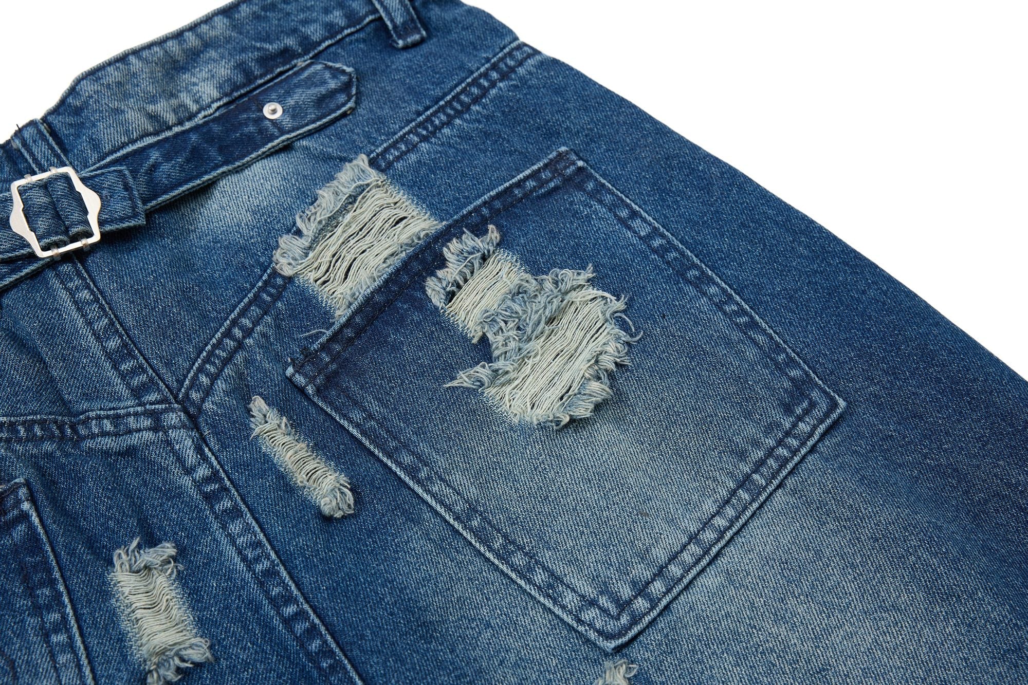 Omirad Distressed Wide-Leg Denim Jeans
