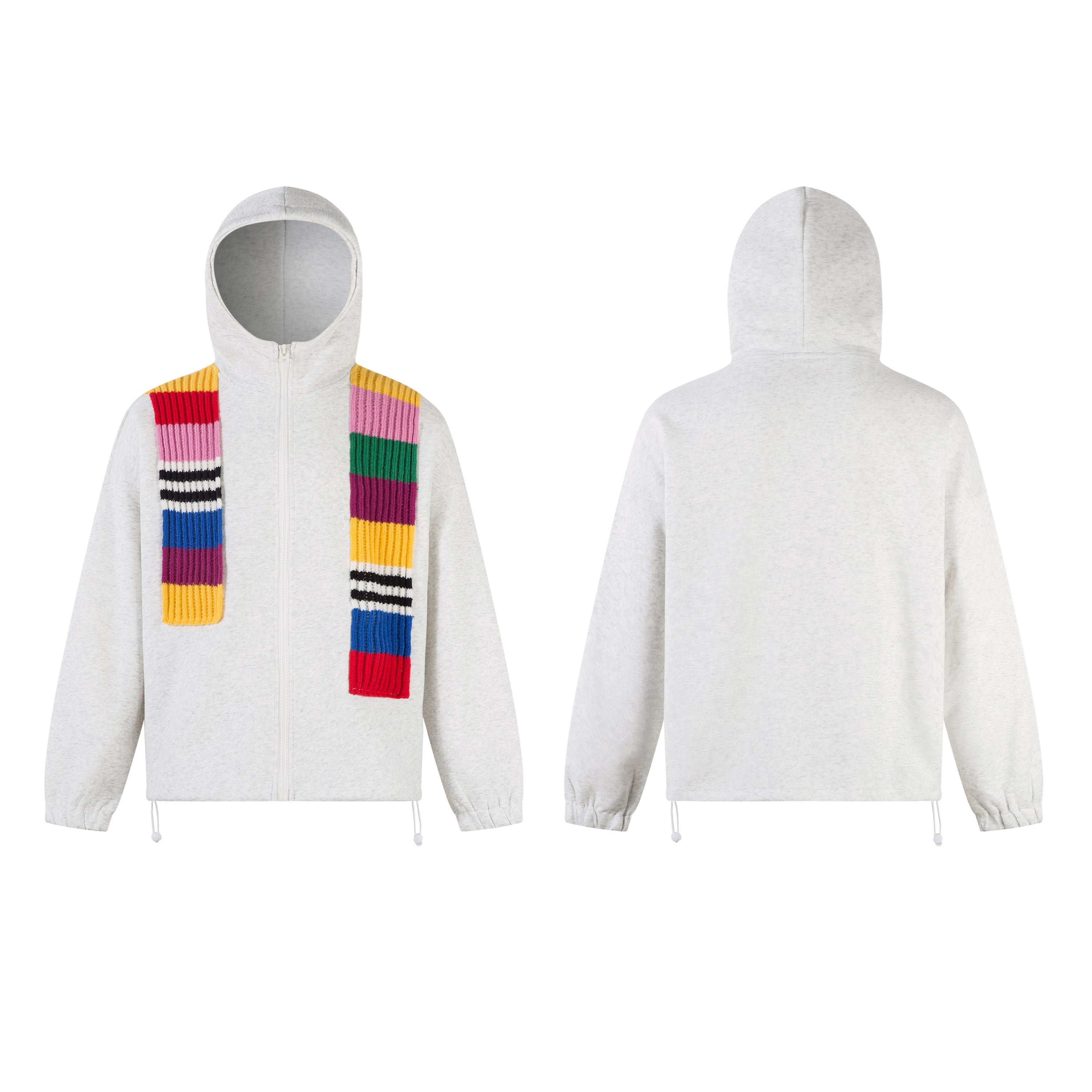 Omirad Color-Block Scarf Hooded Zip Jacket