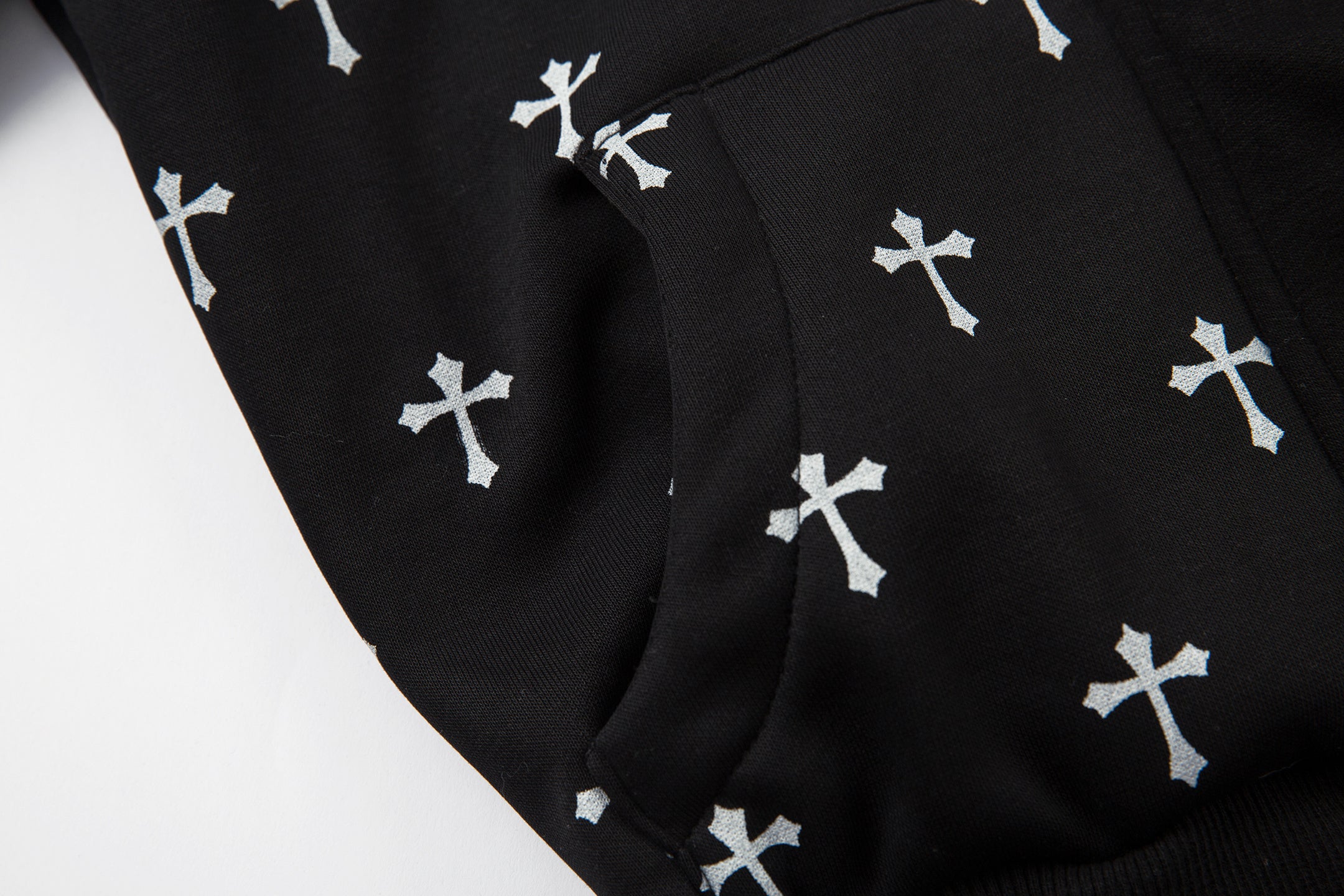 Omirad Cross Print Faux Fur Hooded Jacket