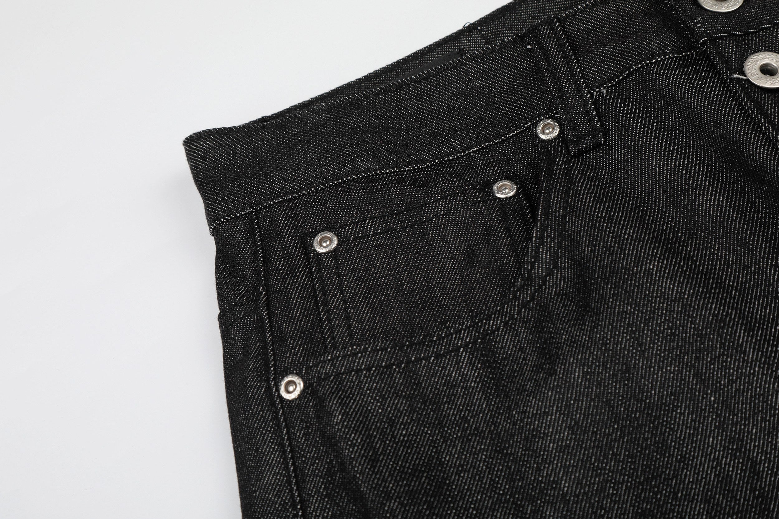 Omirad “Black Raw Button Denim Jeans”