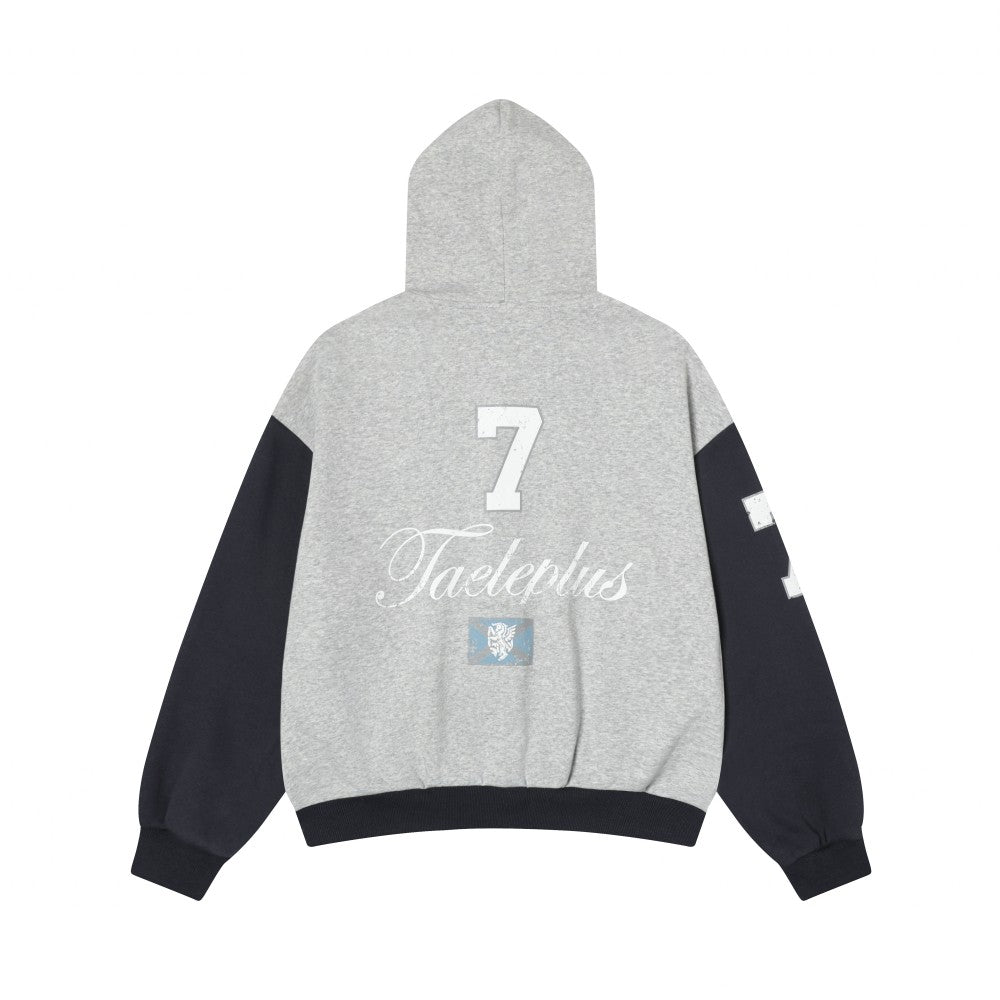 Omirad Contrast Sleeve Graphic Zip-Up Hoodie
