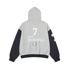 Omirad Contrast Sleeve Graphic Zip-Up Hoodie