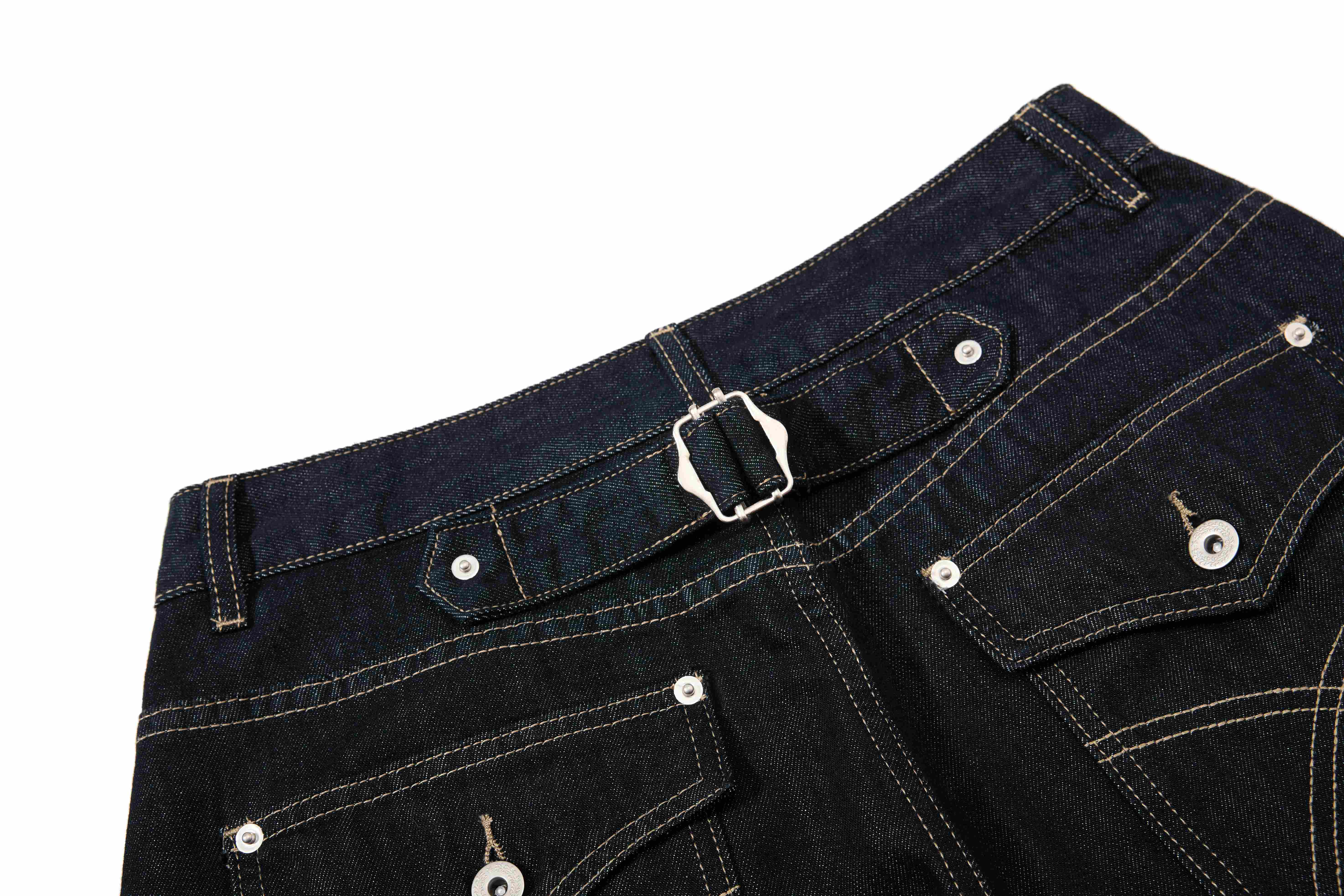 Omirad Buckle Detail Wide-Leg Denim Pants
