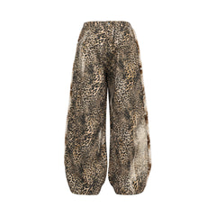 Omirad “Leopard Fur-Trim Wide-Leg Jeans”