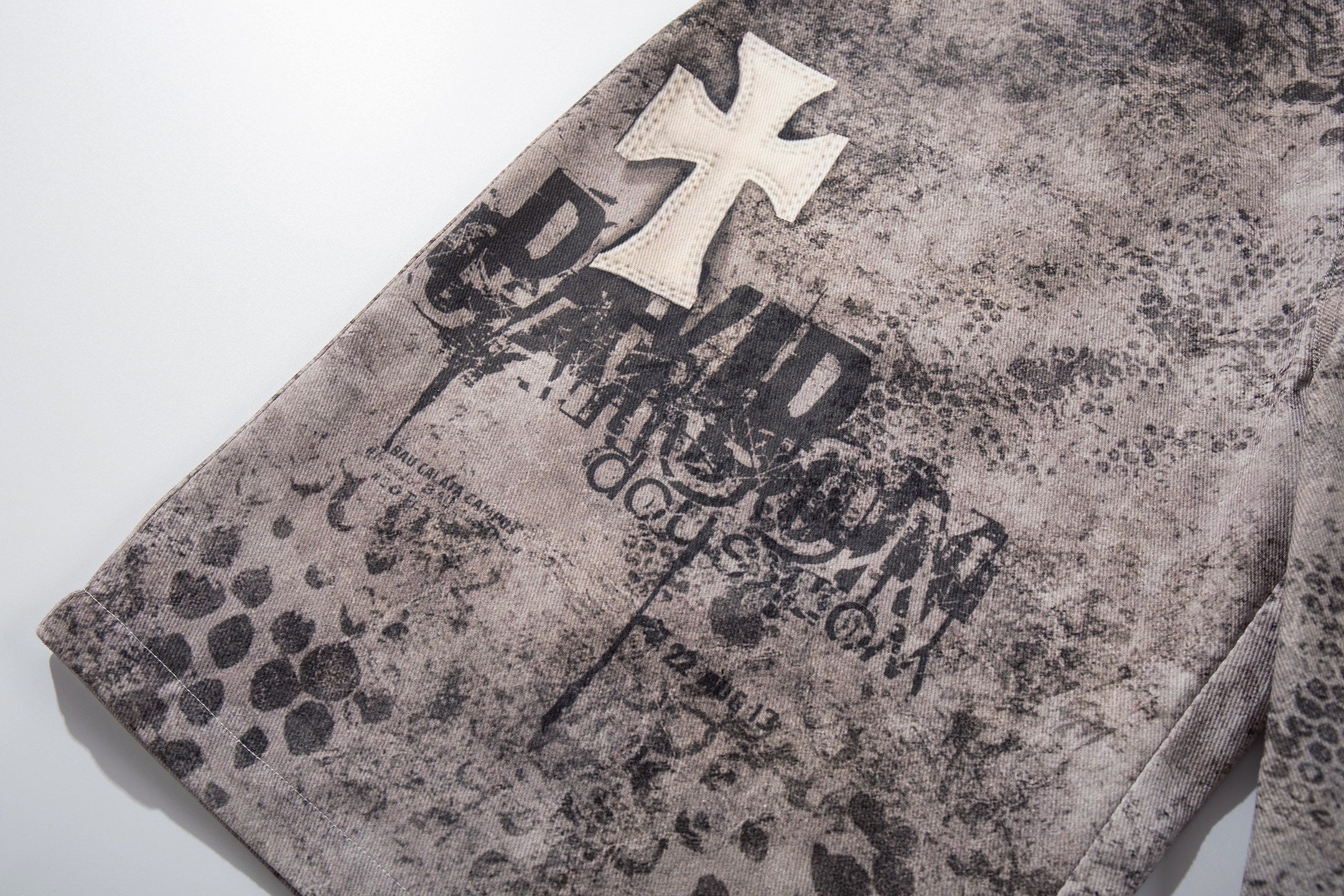 Omirad “Grunge Cross Washed Denim Shorts”