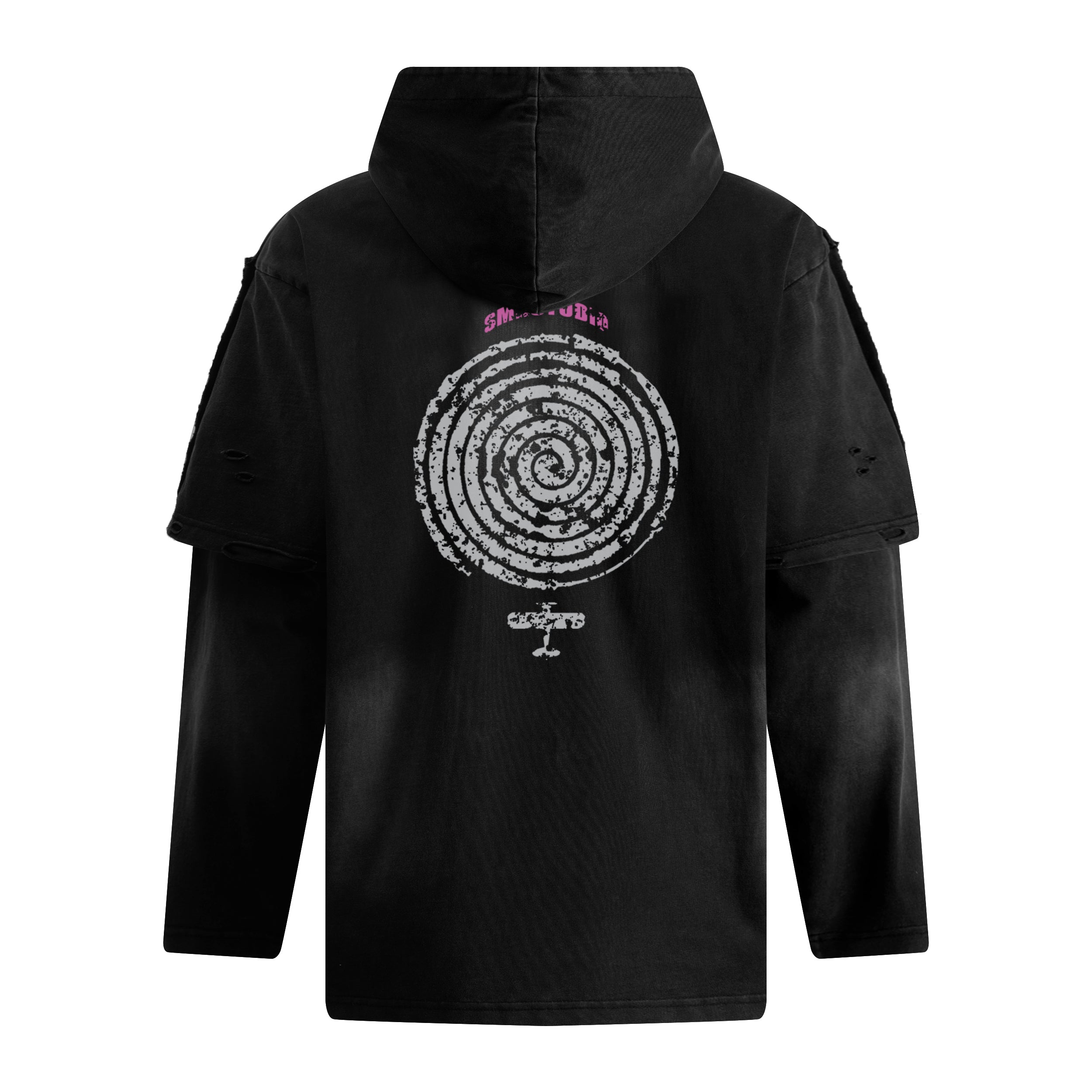 Omirad Destroyed Layered Graphic Hoodie Tee