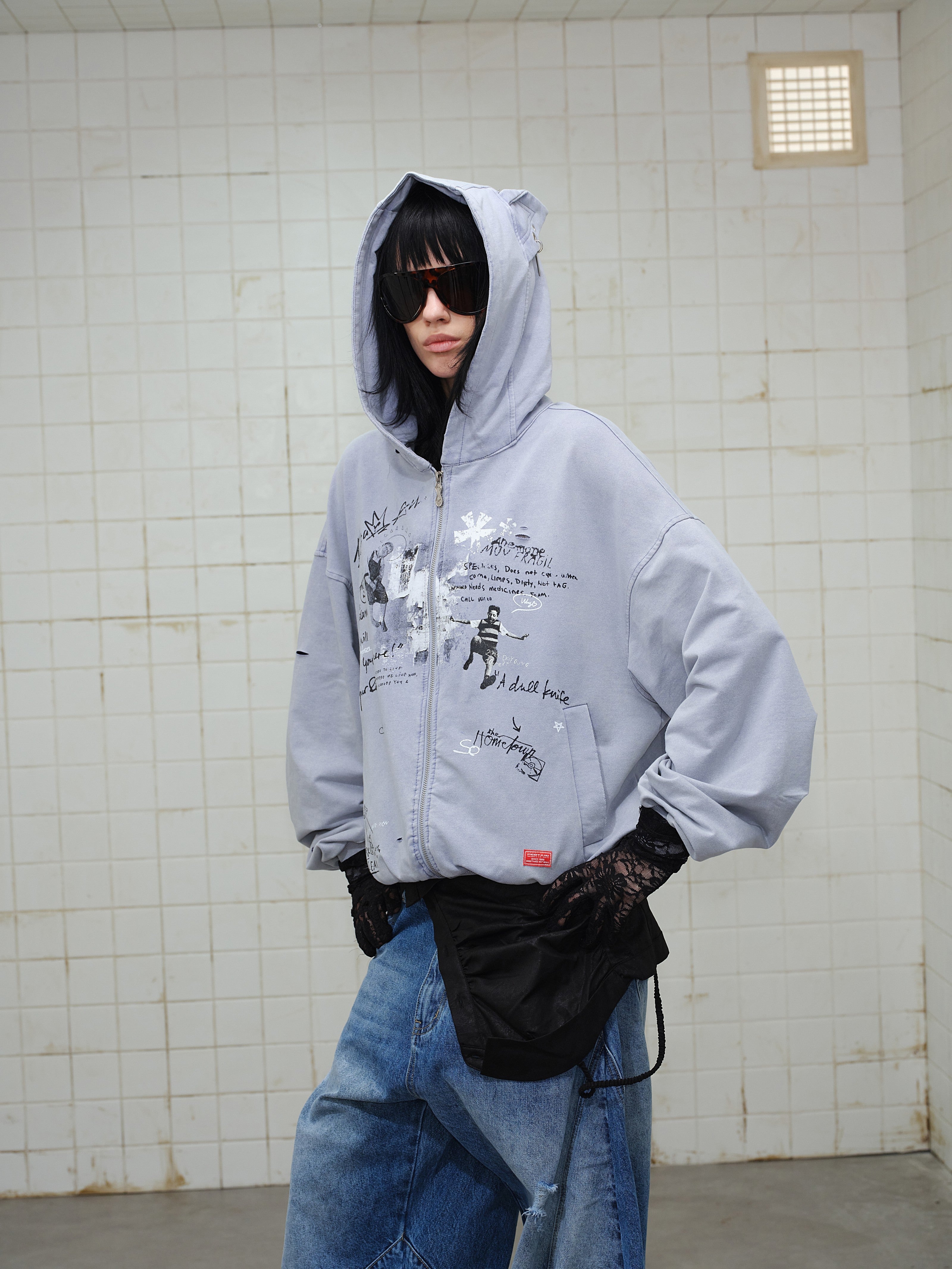 Omirad Gradient Graphic Zip Hoodie