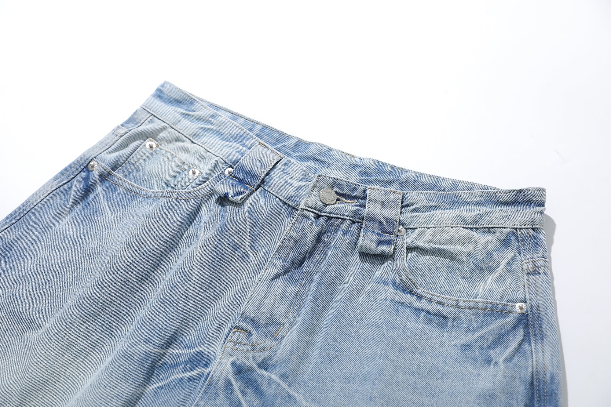 Omirad Vintage Wash Wide-Leg Denim Shorts