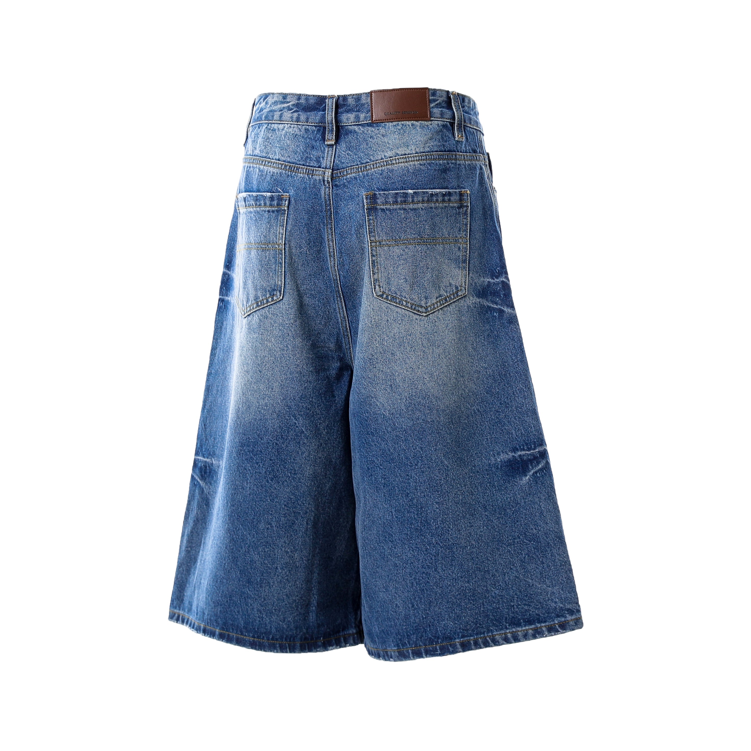 Omirad Vintage Wash Wide-Leg Denim Shorts