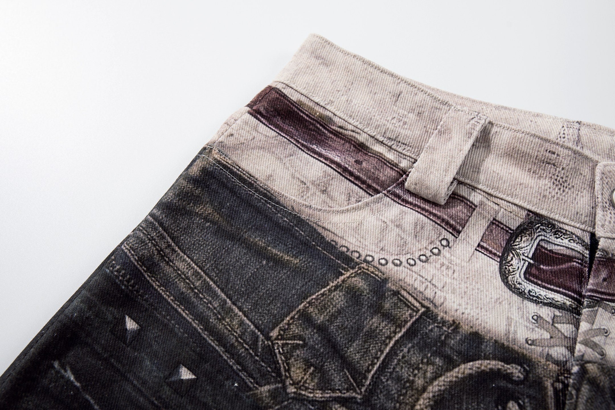 Omirad “Layered Distress Patch Denim Pants”