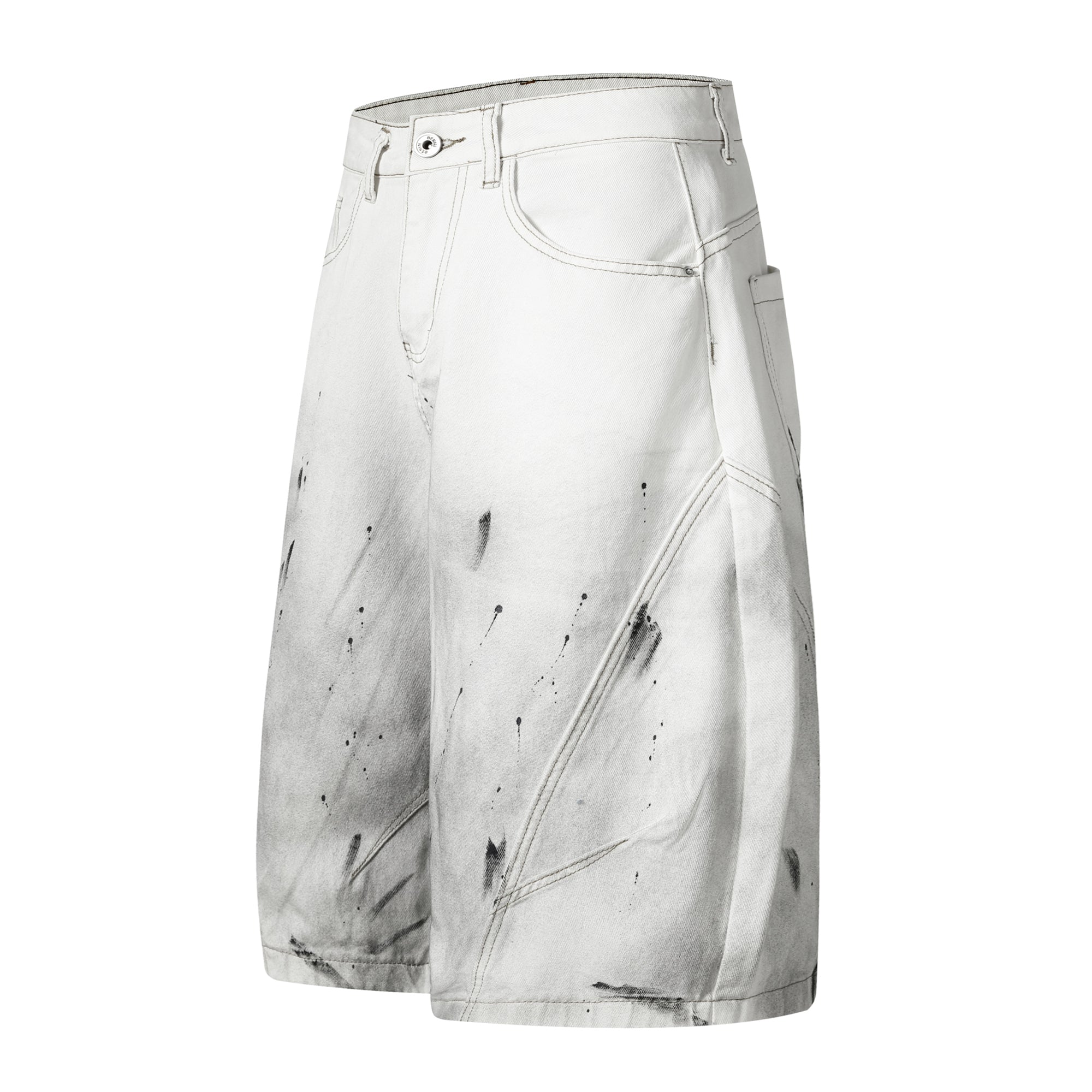 Omirad Distressed Gradient Wide-Leg Denim Shorts