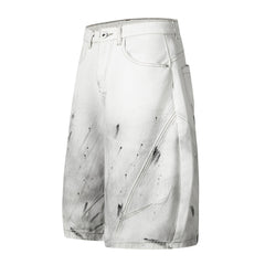 Omirad Distressed Gradient Wide-Leg Denim Shorts