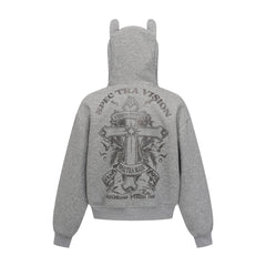 Omirad Devil-Horn Graphic Zip Hoodie